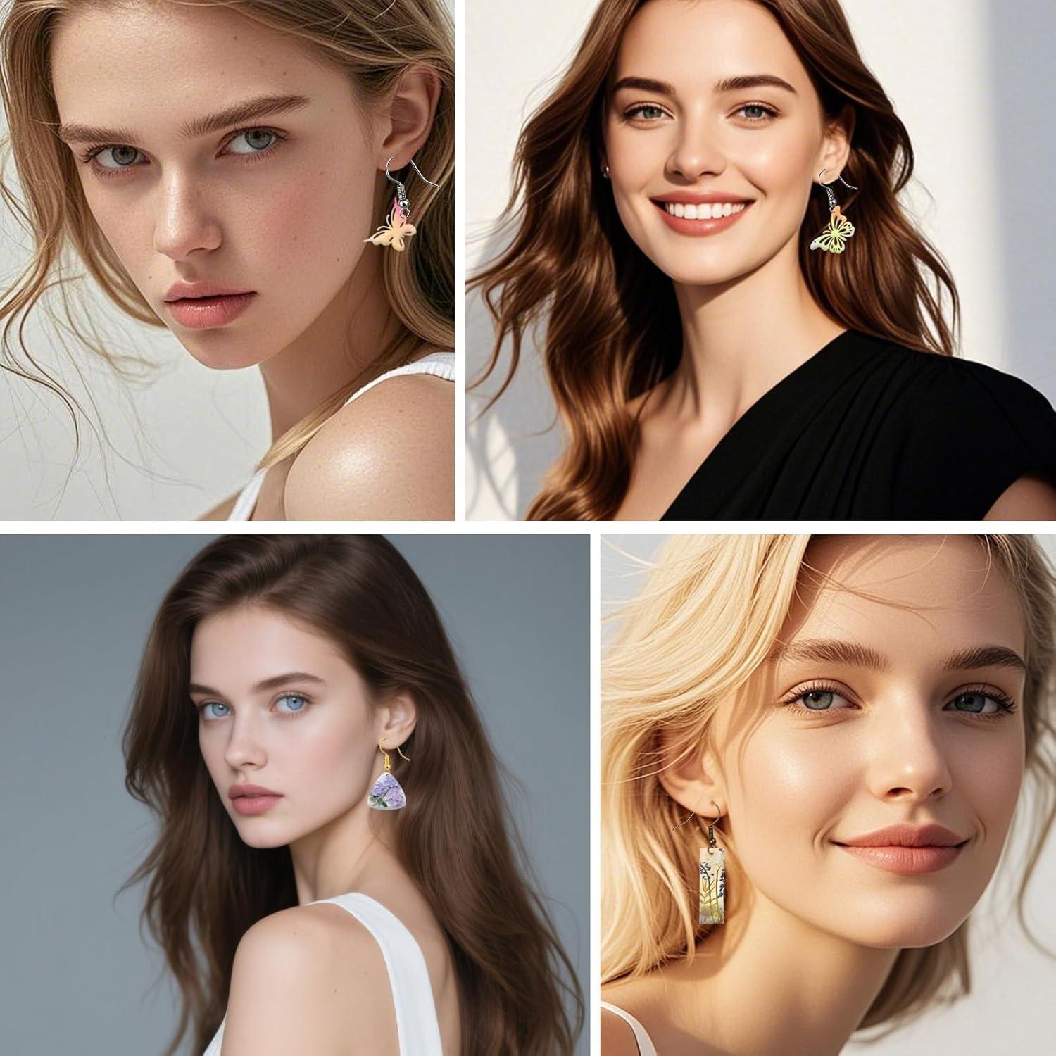 Kit de Moldes de Aretes de Resina Quuztao 54 Pcs Silicona