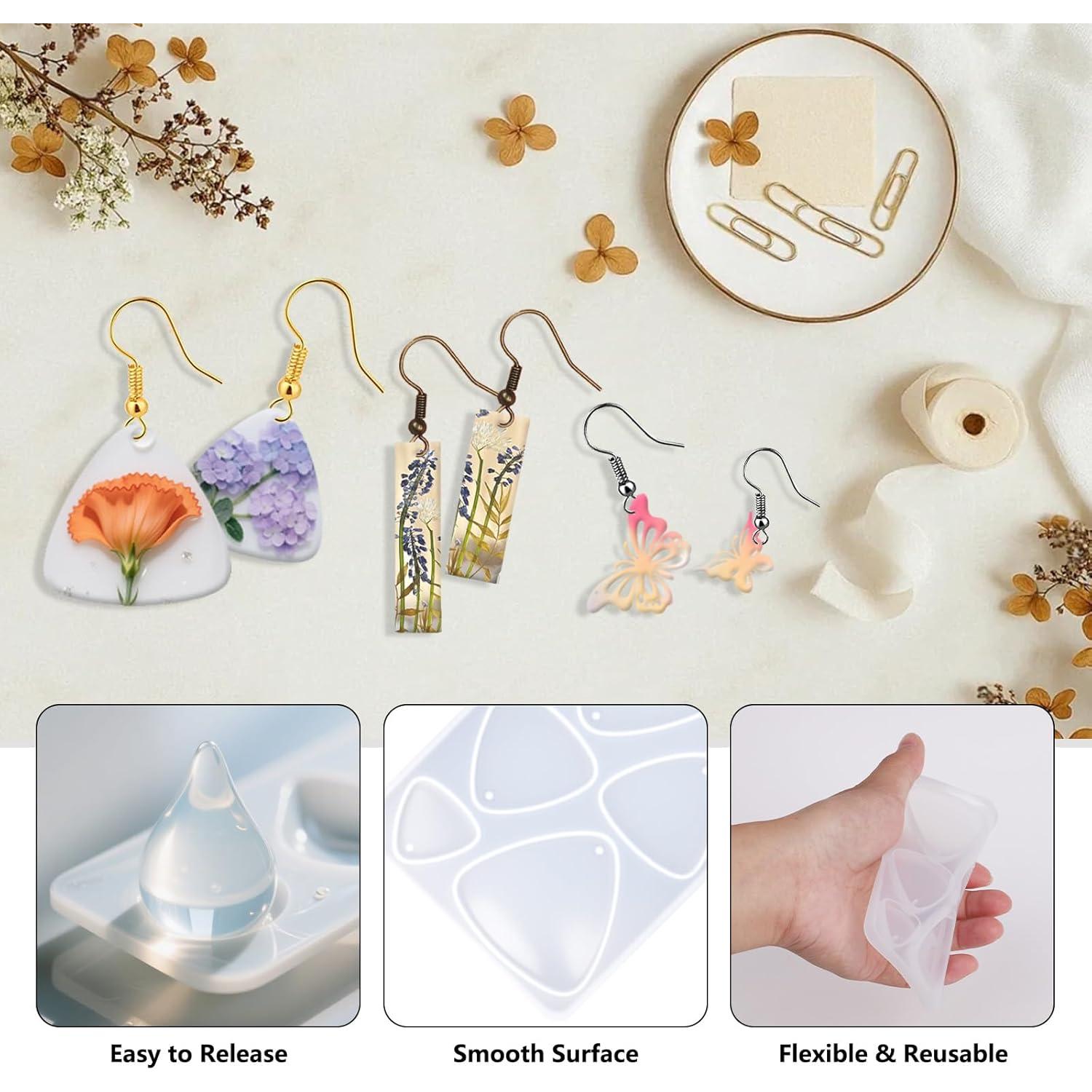 Kit de Moldes de Aretes de Resina Quuztao 54 Pcs Silicona