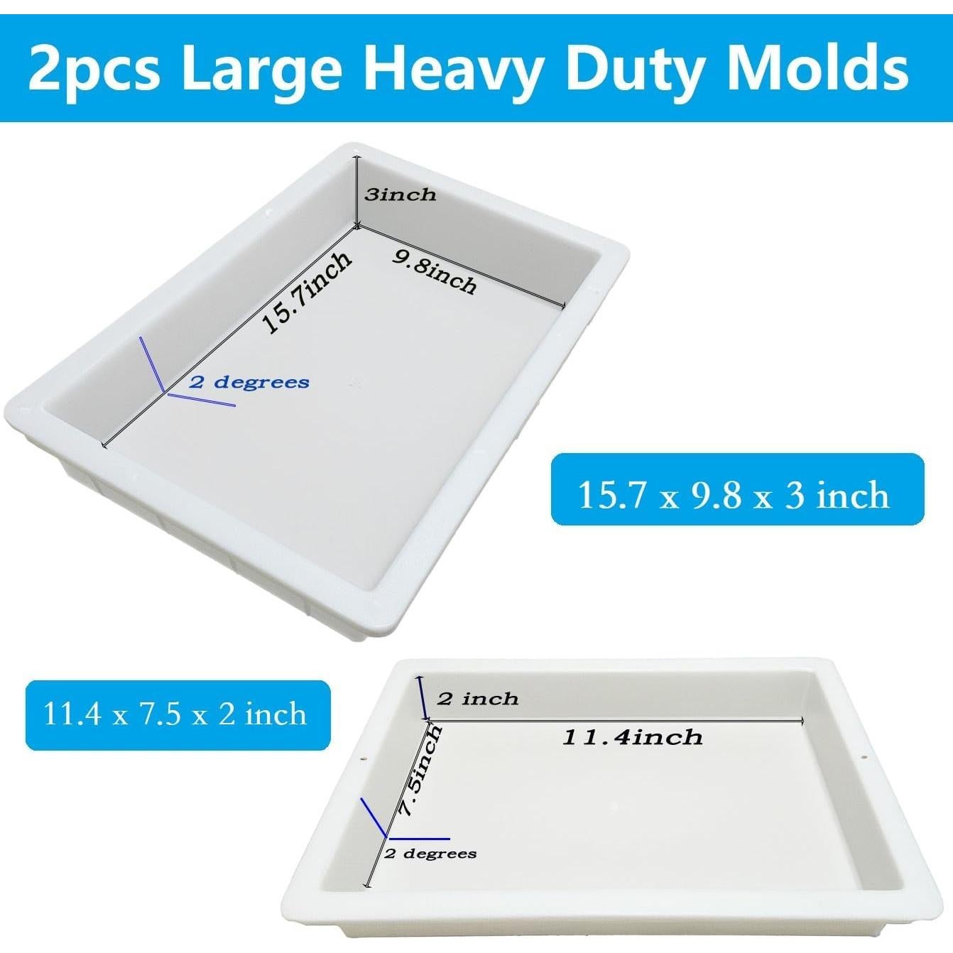 2 Moldes de Resina Epóxica ModWgGuo Rectangulares 40x25x7.6 cm