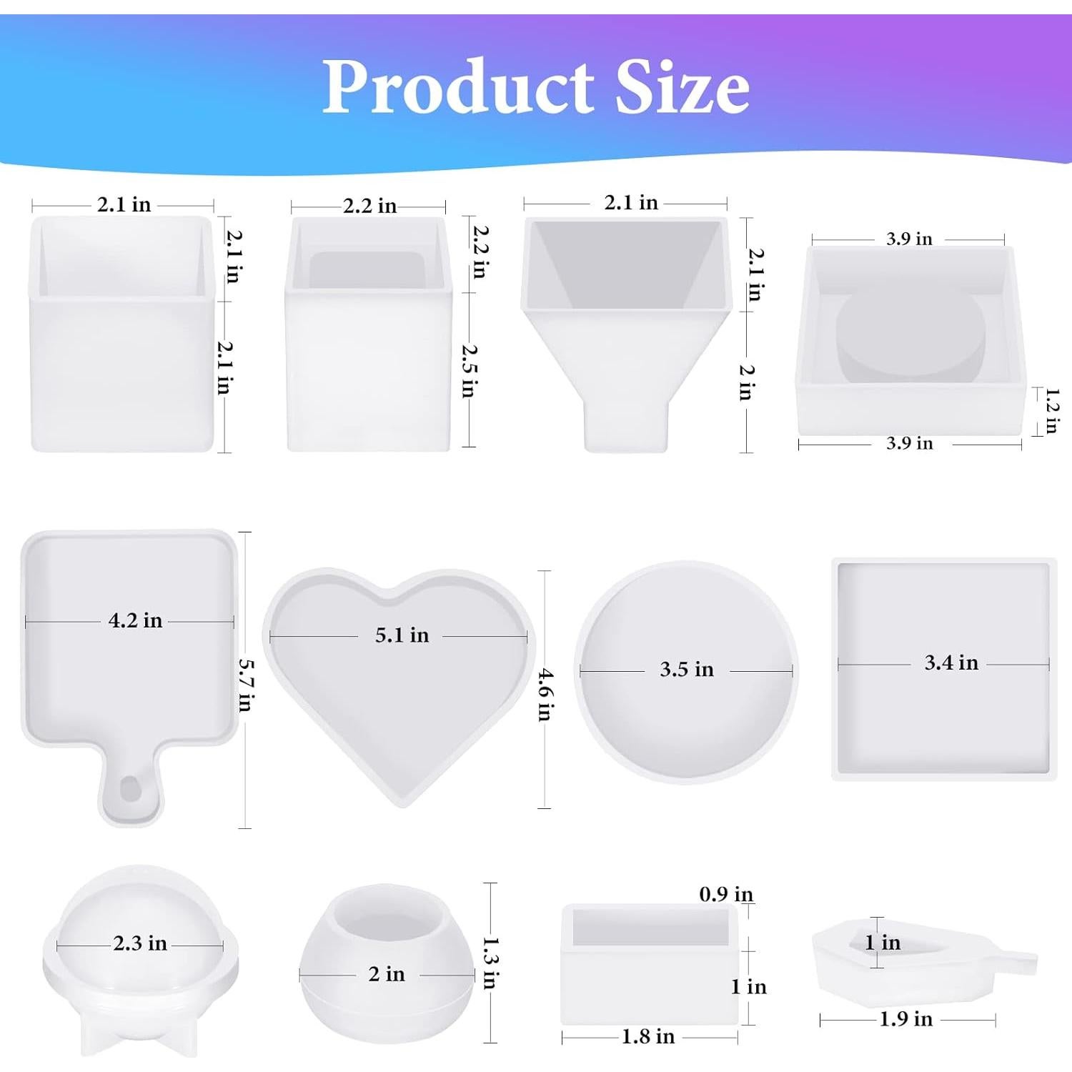 KISREL Kit de Moldes de Silicona para Resina Epóxica 12PCS