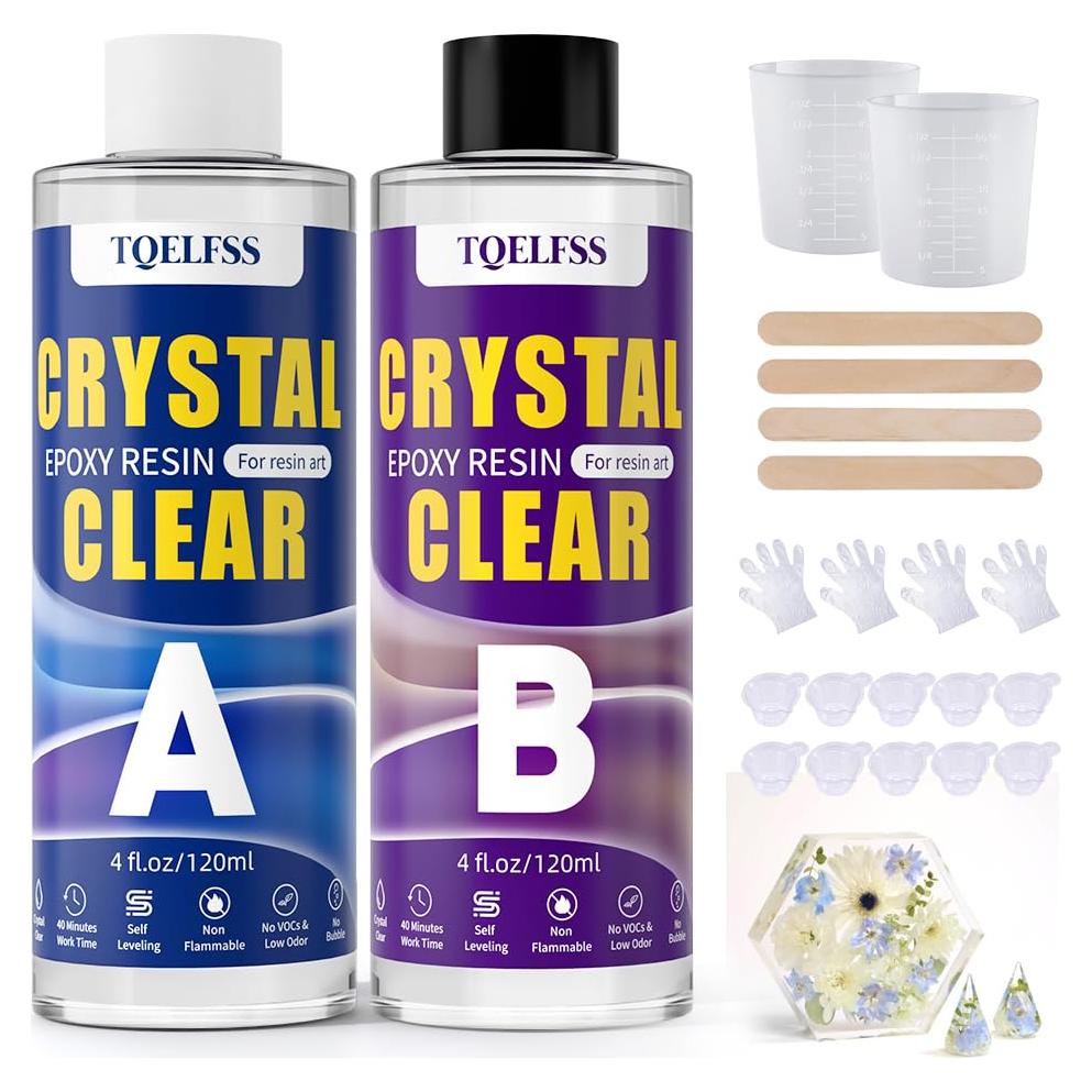 Kit de Resina Epóxica TQELFSS 8 OZ, Curado Rápido y Autonivelante