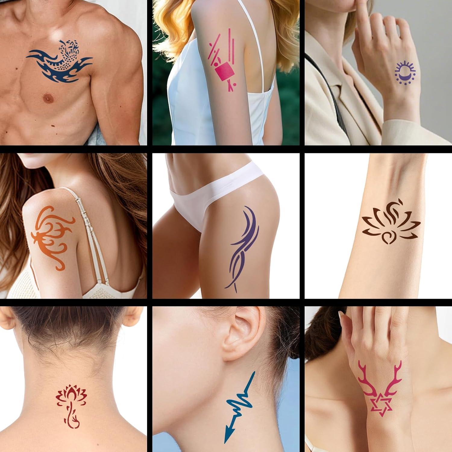 Kit de Tatuajes Temporales HEILFNL - 12 Colores y 120 Plantillas