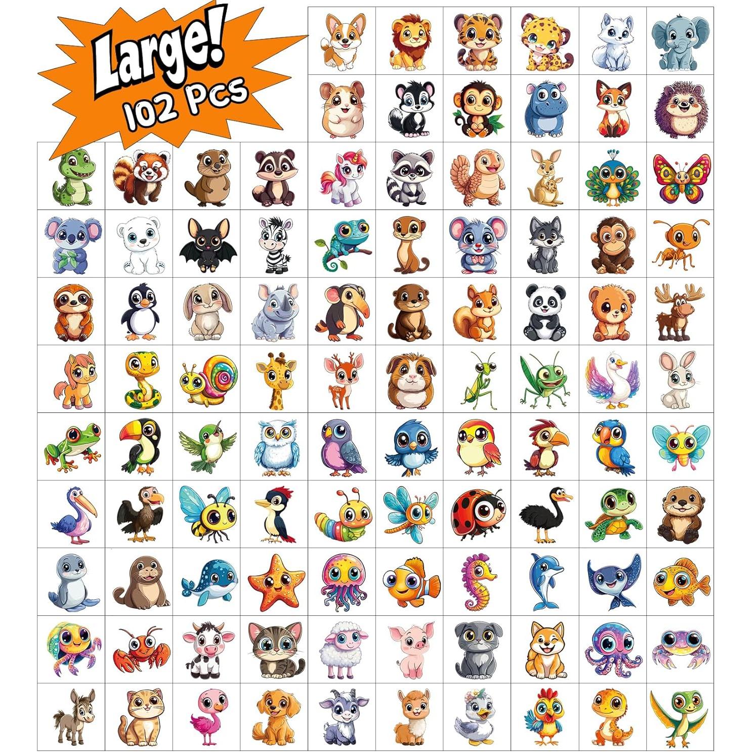 Tatuajes Temporales JCFIRE para Niños - 102 Estilos Animales