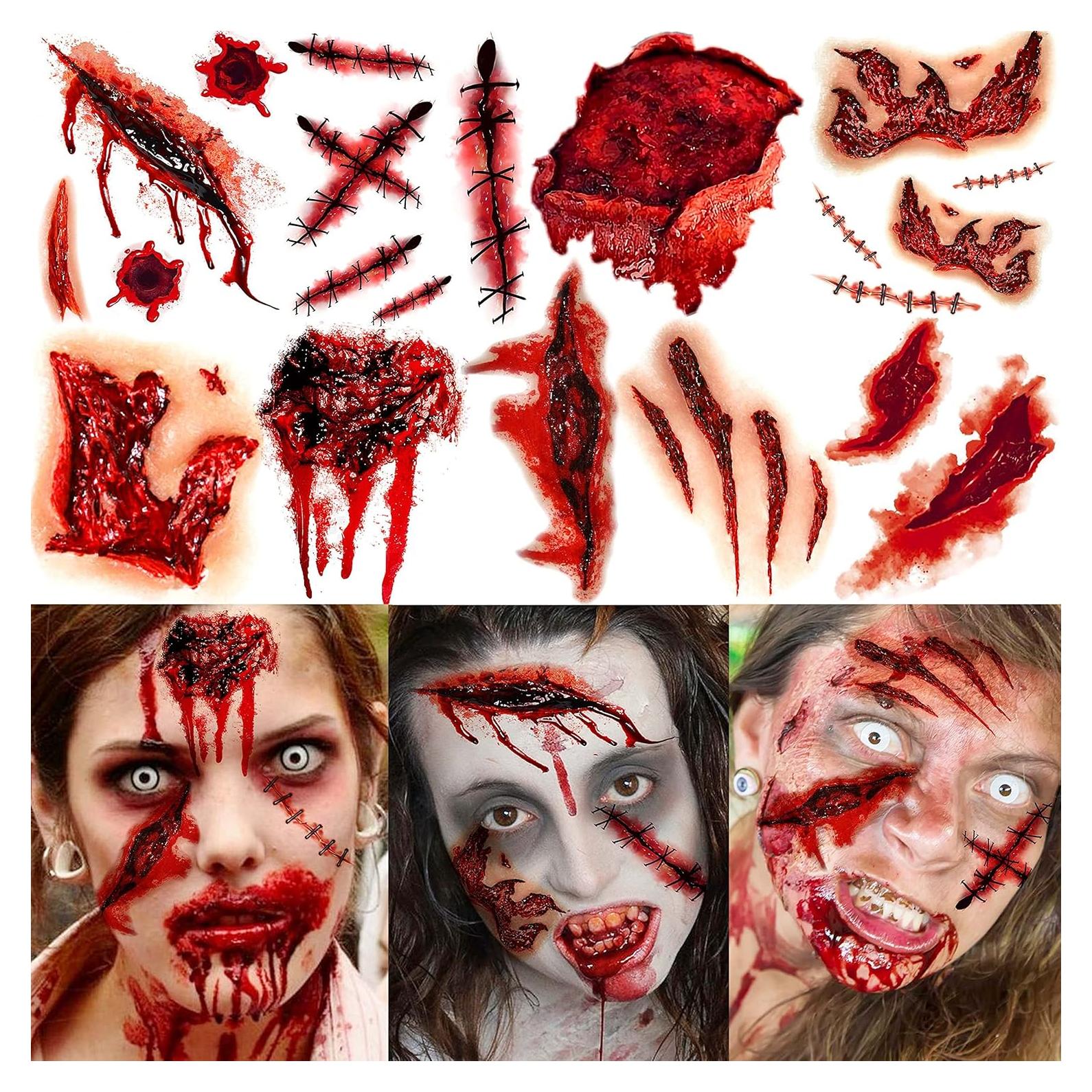 Tatuajes Temporales FANRUI 8 Hojas Cicatrices Halloween 21.6x25.9CM