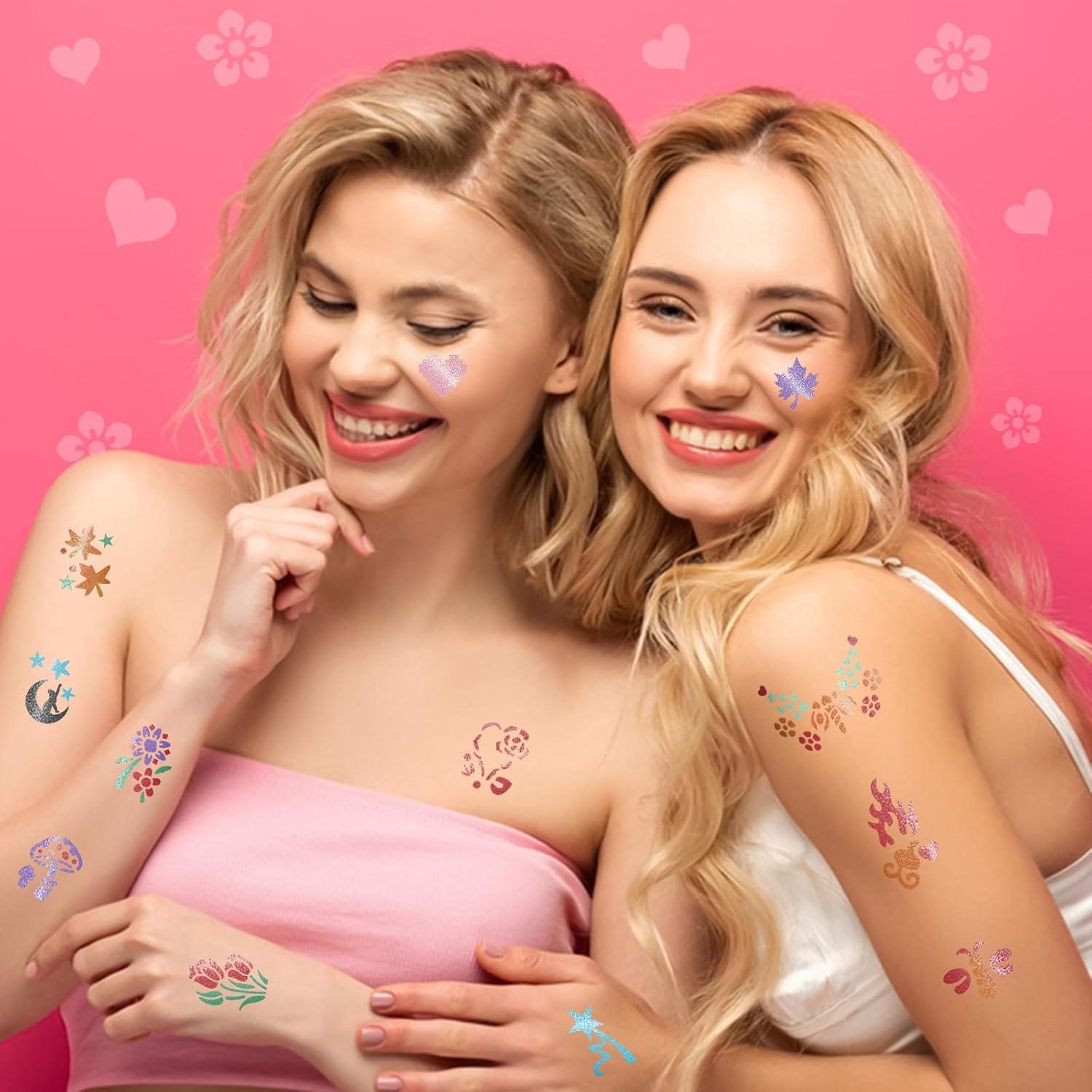 Kit de Marcadores de Tatuajes Temporales Metálicos - 12 Colores + 169 Plantillas