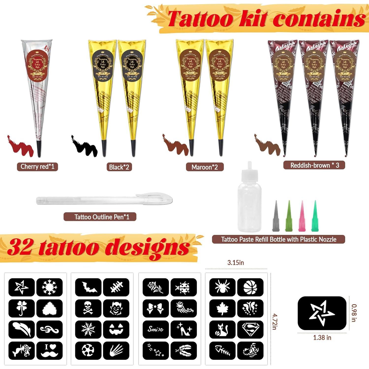 Kit de Tatuajes Temporales InkForge 8 Piezas 4 Colores