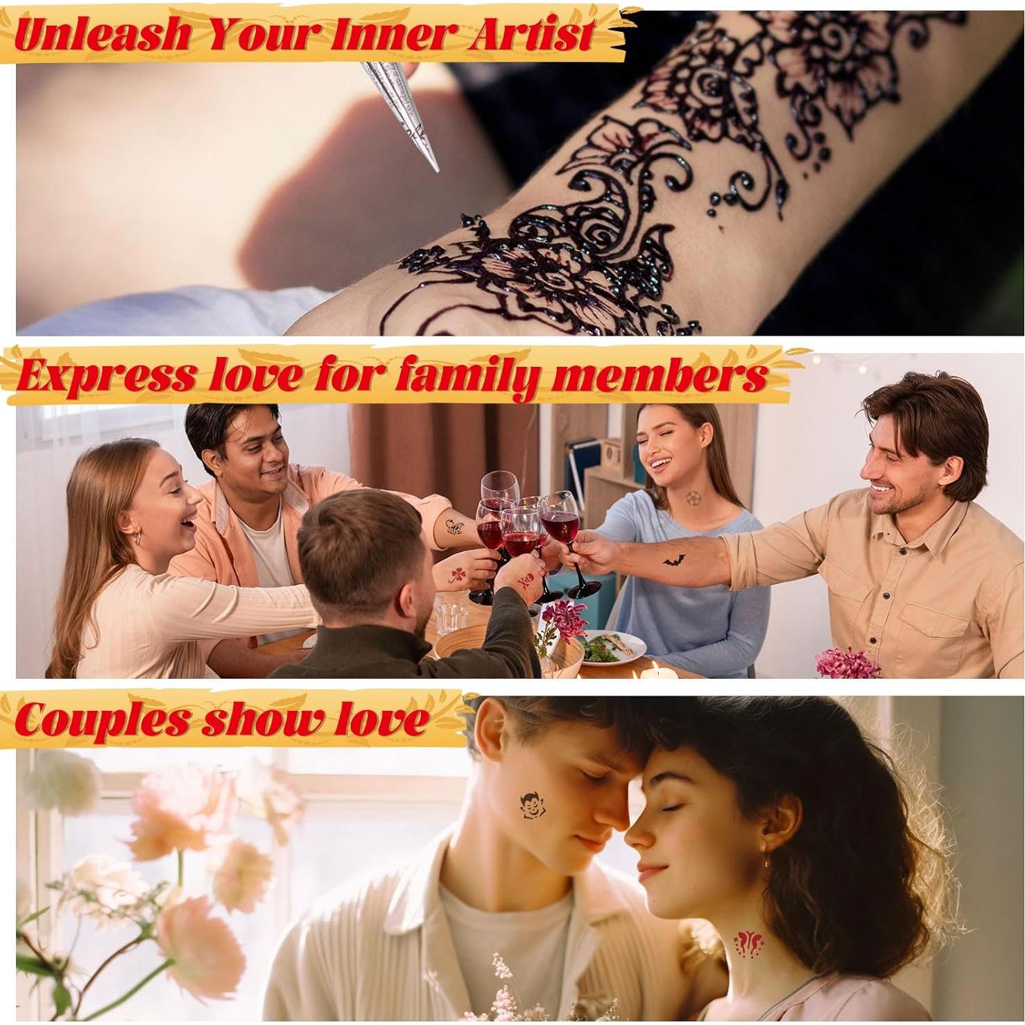 Kit de Tatuajes Temporales InkForge 8 Piezas 4 Colores