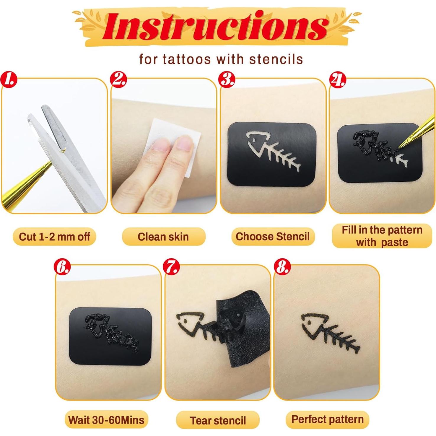 Kit de Tatuajes Temporales InkForge 8 Piezas 4 Colores