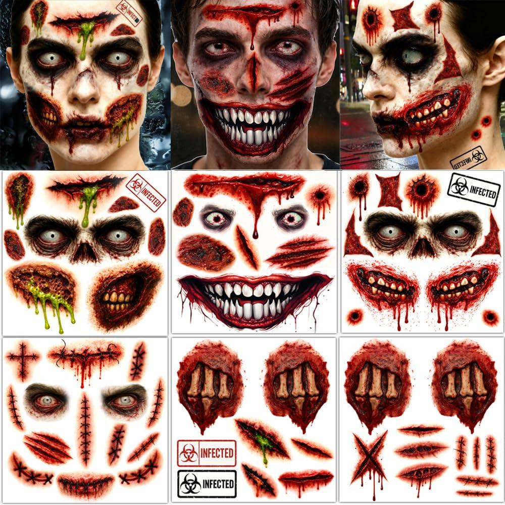 Kit de Tatuajes Temporales de Zombie ENYACOS - 6 Hojas