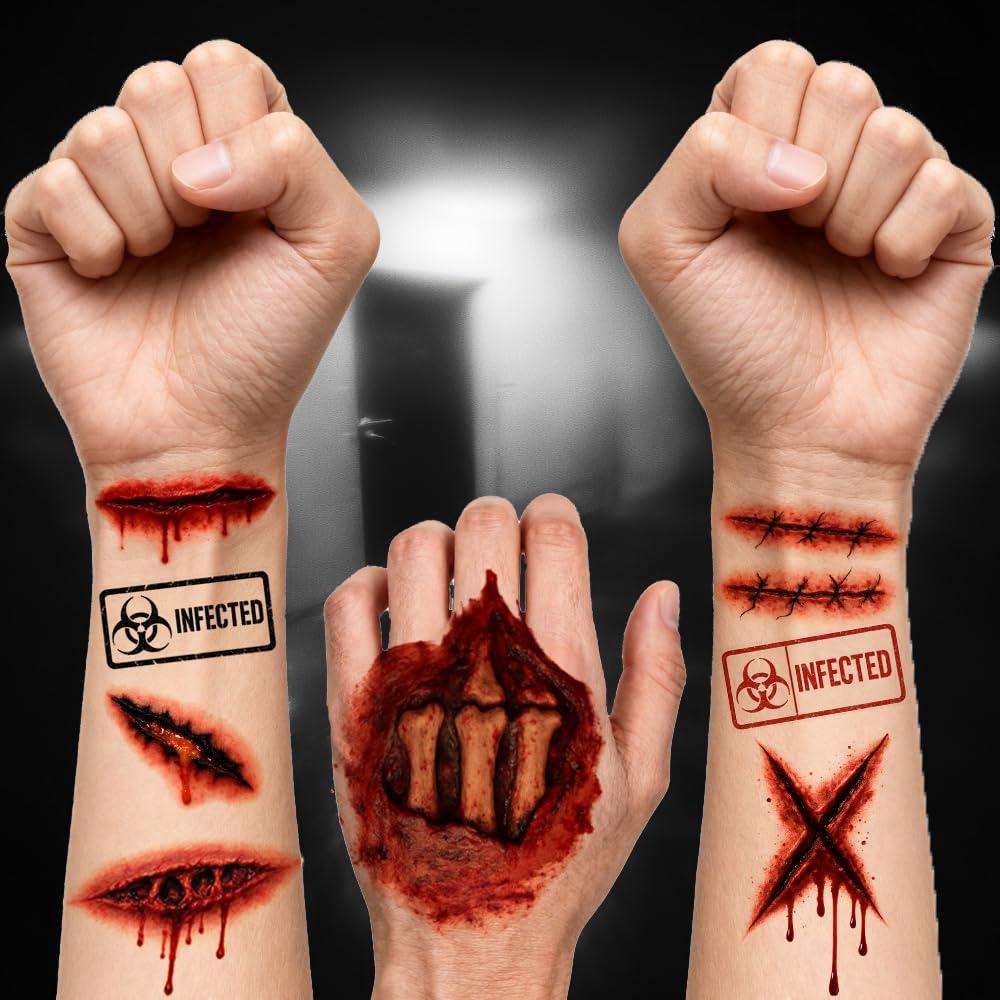 Kit de Tatuajes Temporales de Zombie ENYACOS - 6 Hojas