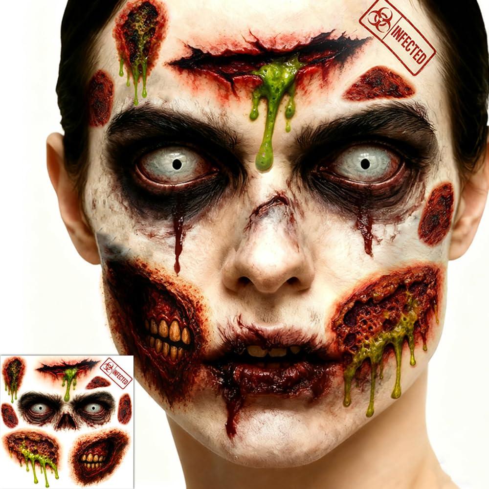 Kit de Tatuajes Temporales de Zombie ENYACOS - 6 Hojas