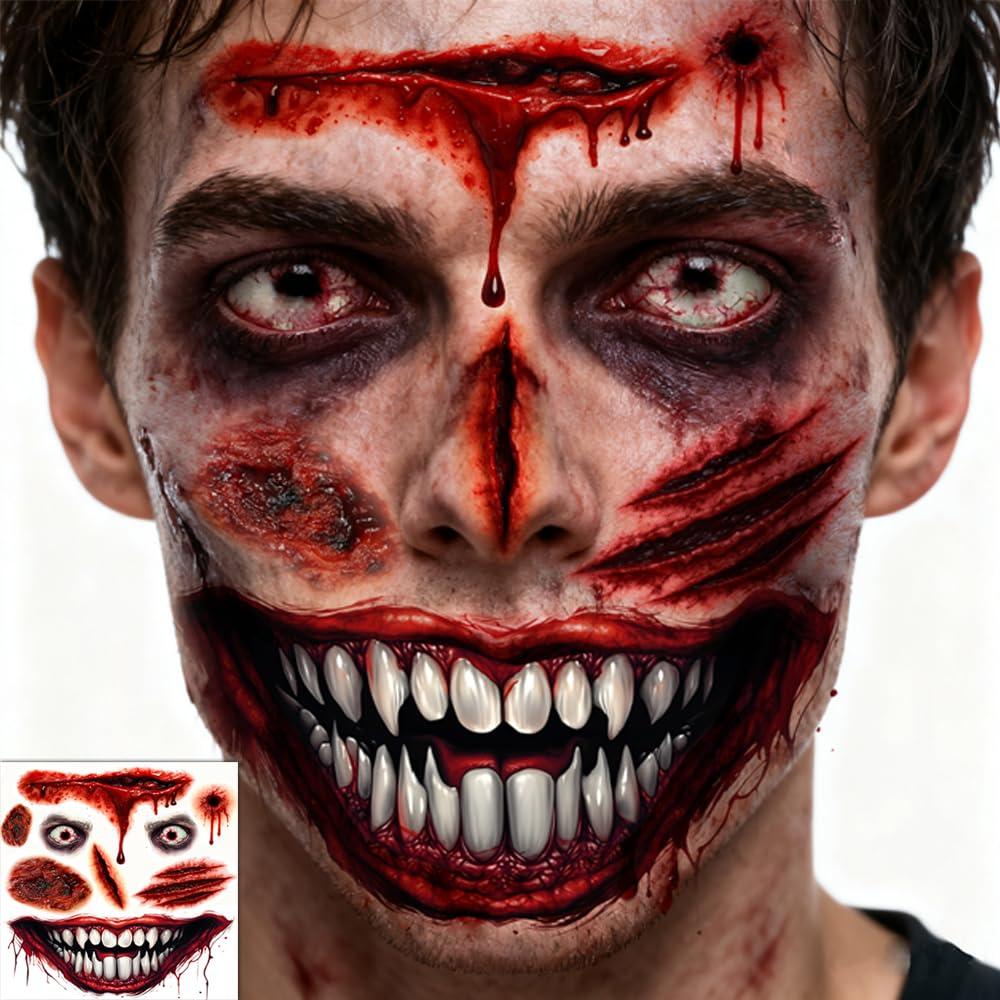 Kit de Tatuajes Temporales de Zombie ENYACOS - 6 Hojas