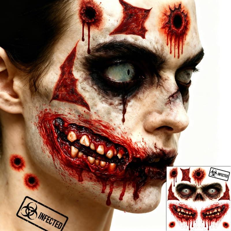 Kit de Tatuajes Temporales de Zombie ENYACOS - 6 Hojas