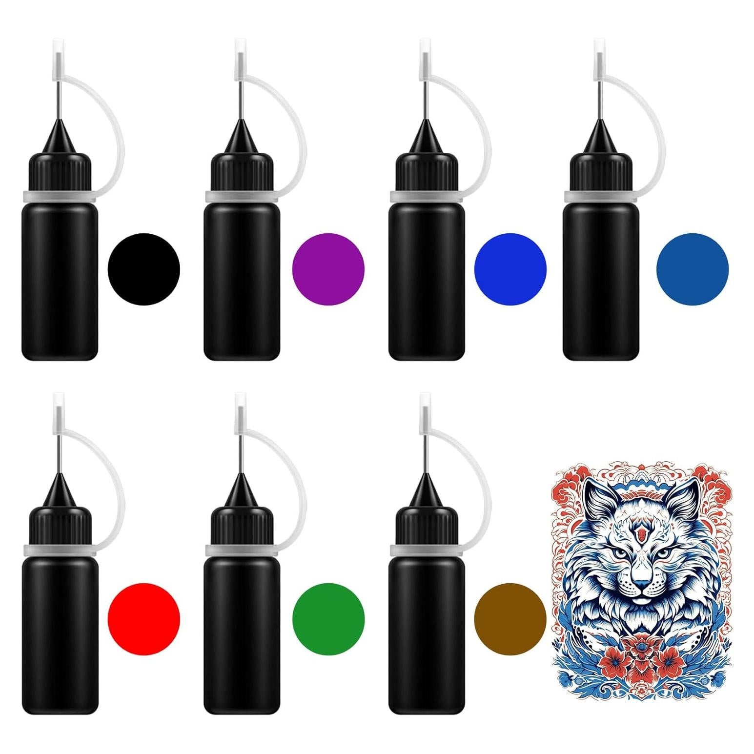 Kit de Tinta de Tatuaje Temporal 7 Colores LJYBoBin - Gel Suave