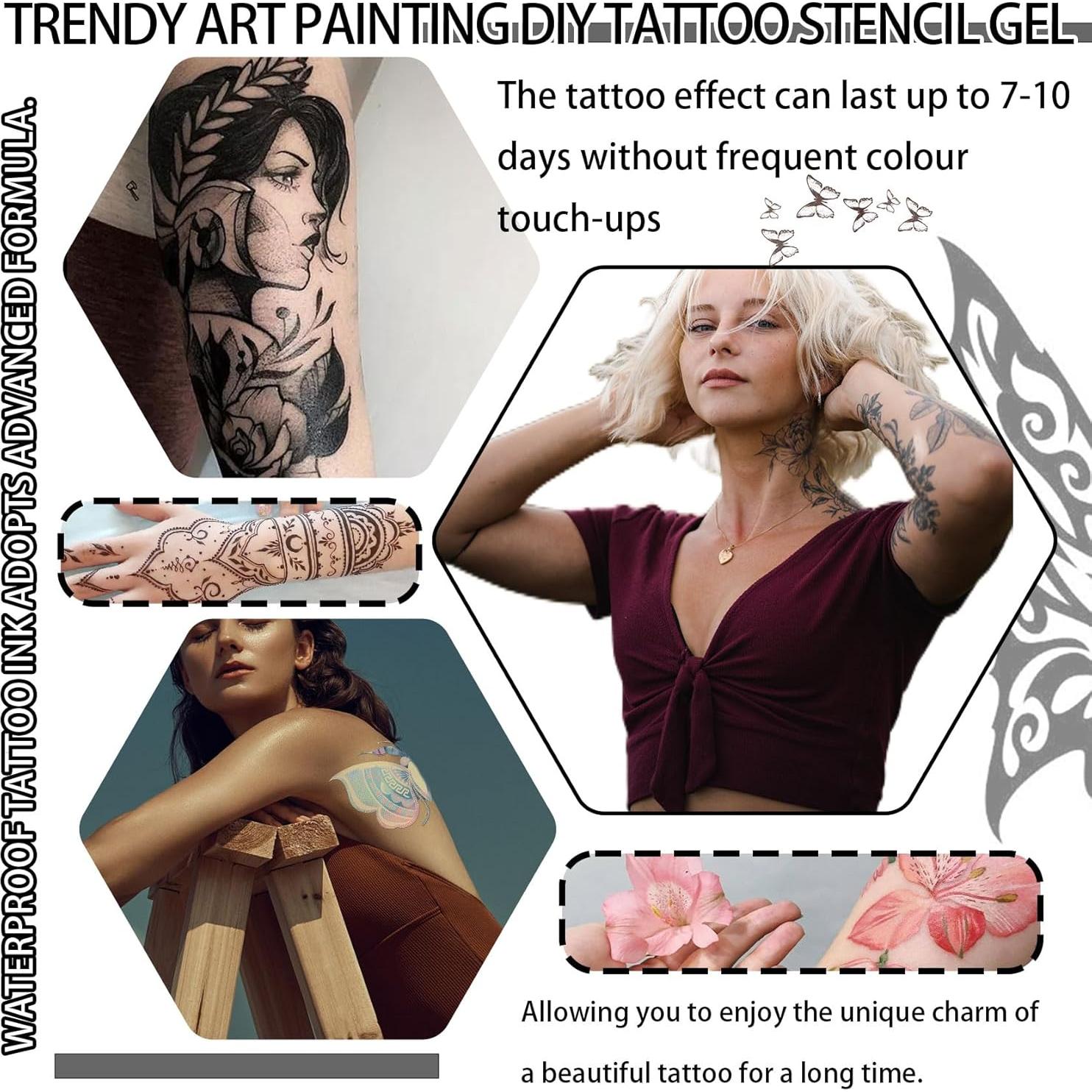 Kit de Tinta de Tatuaje Temporal 7 Colores LJYBoBin - Gel Suave