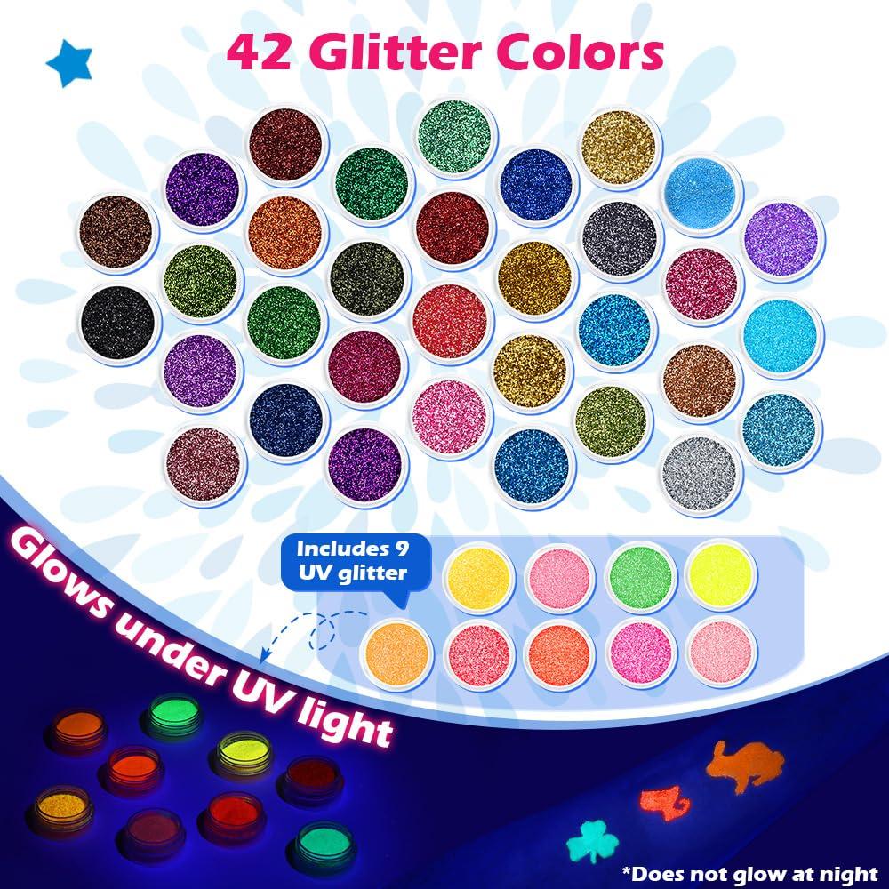 Kit de Tatuajes Temporales de Brillo Bledras - 42 Colores