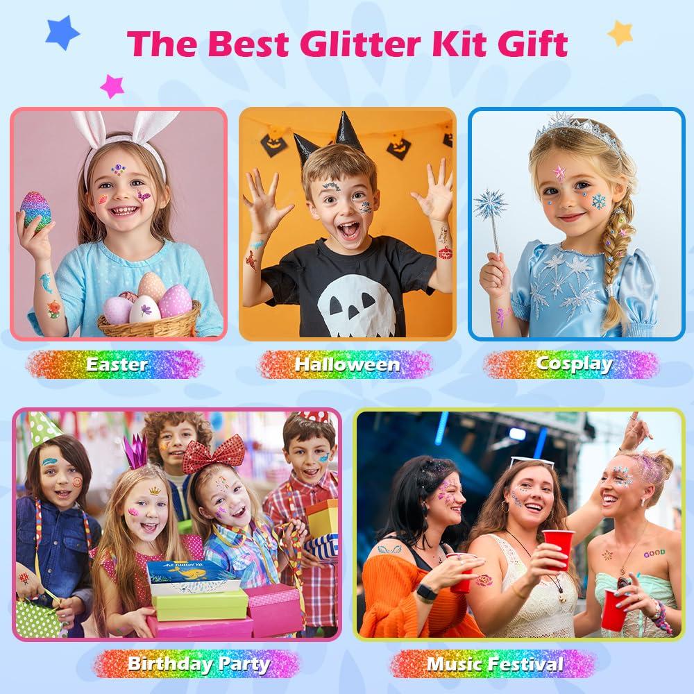 Kit de Tatuajes Temporales de Brillo Bledras - 42 Colores