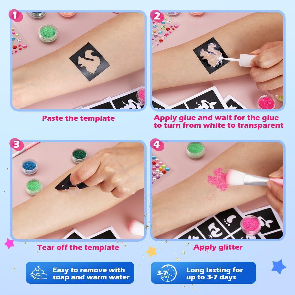 Kit de Tatuajes Temporales de Brillo Bledras - 42 Colores