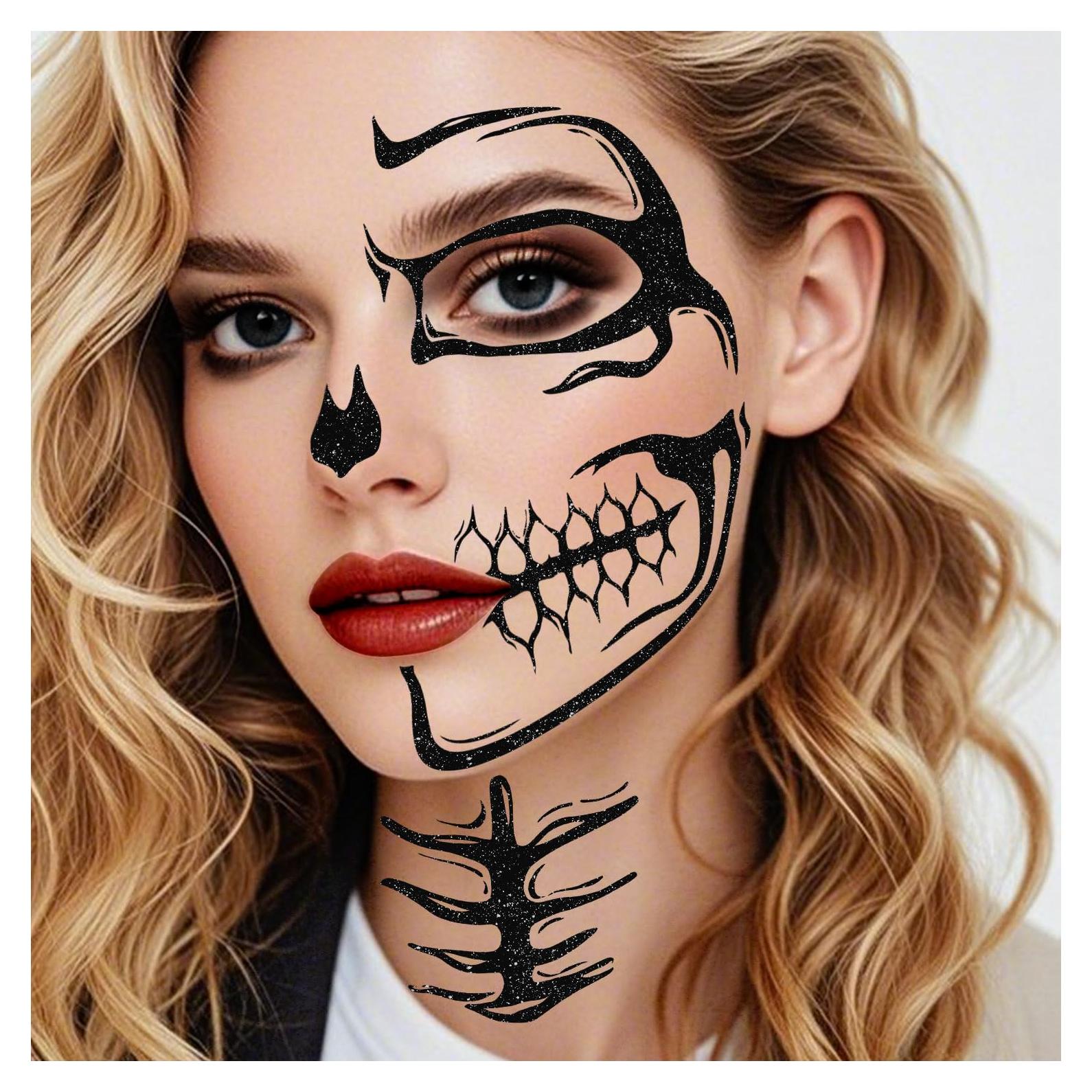 Tatuajes Faciales Temporales Halloween Sionoiur - 5 Hojas