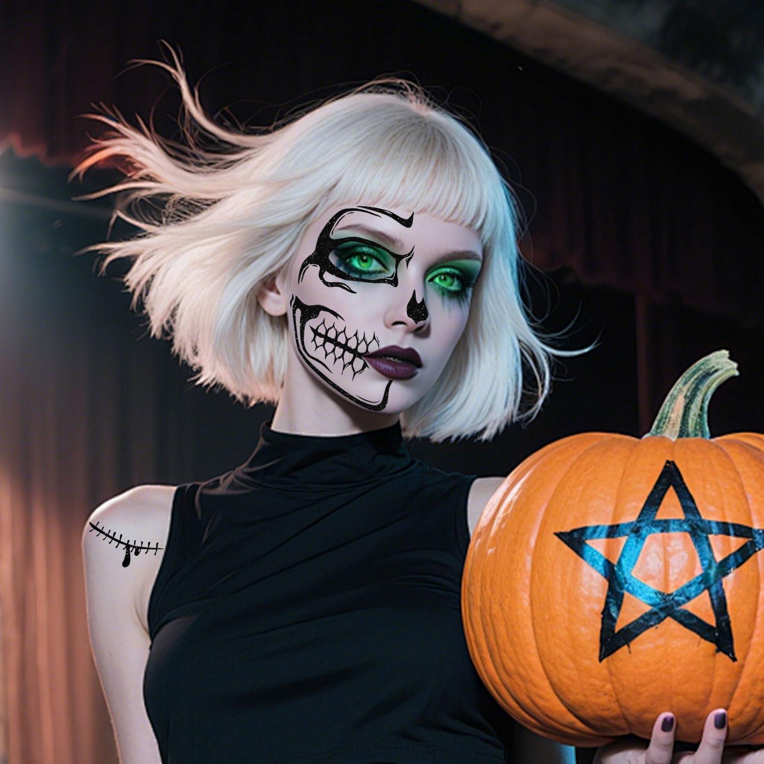 Tatuajes Faciales Temporales Halloween Sionoiur - 5 Hojas