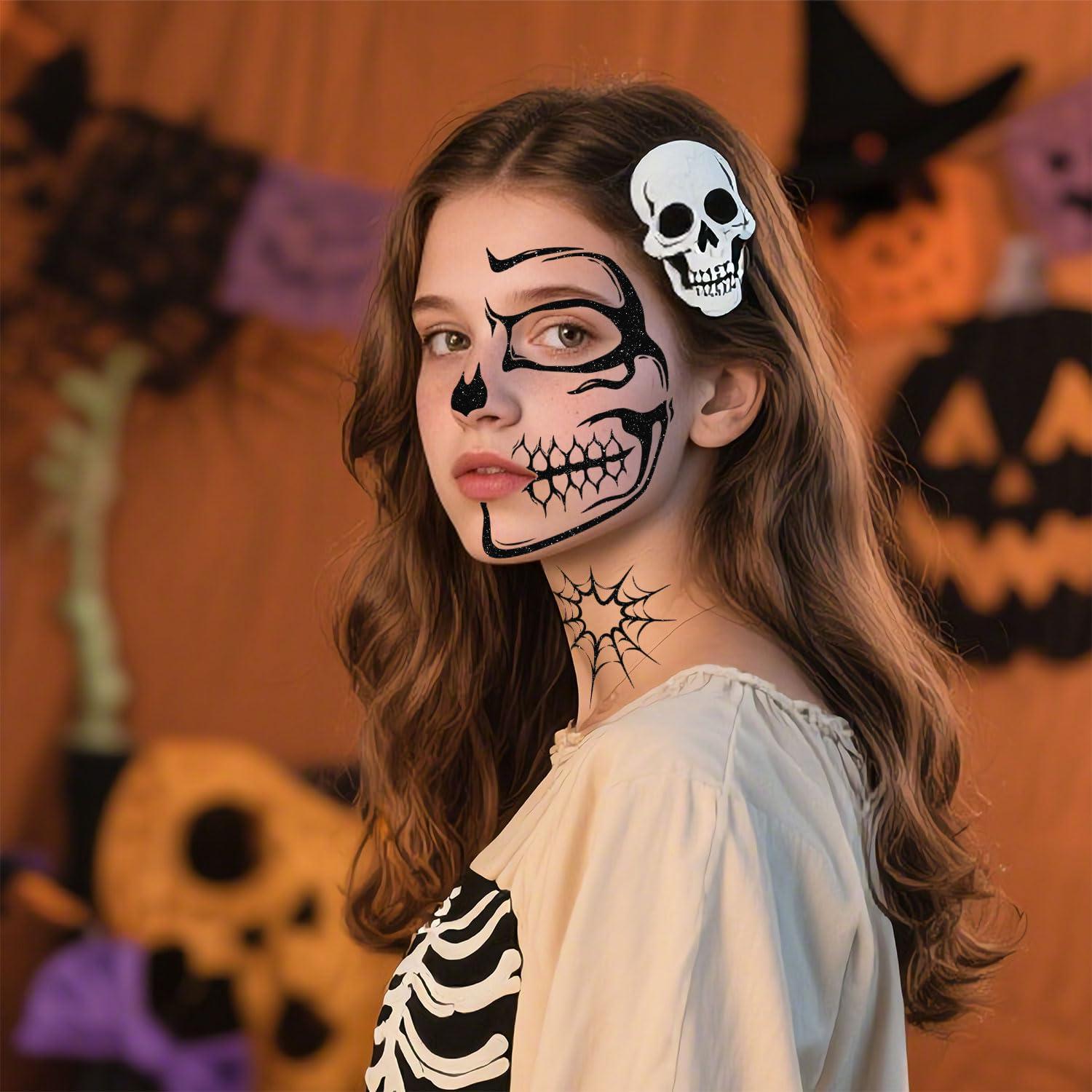 Tatuajes Faciales Temporales Halloween Sionoiur - 5 Hojas