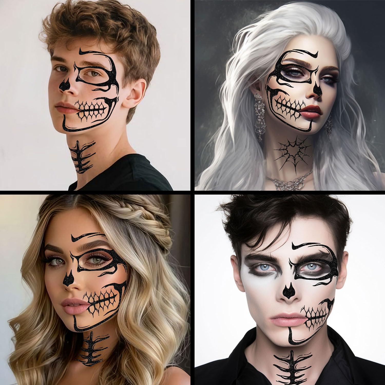 Tatuajes Faciales Temporales Halloween Sionoiur - 5 Hojas