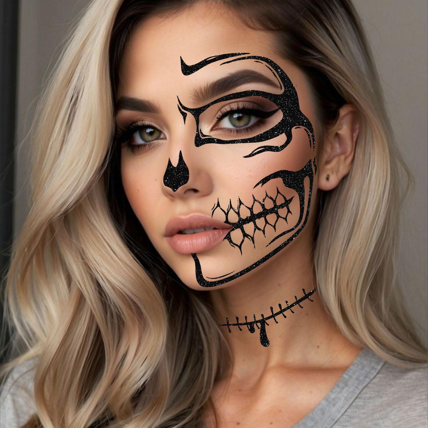 Tatuajes Faciales Temporales Halloween Sionoiur - 5 Hojas