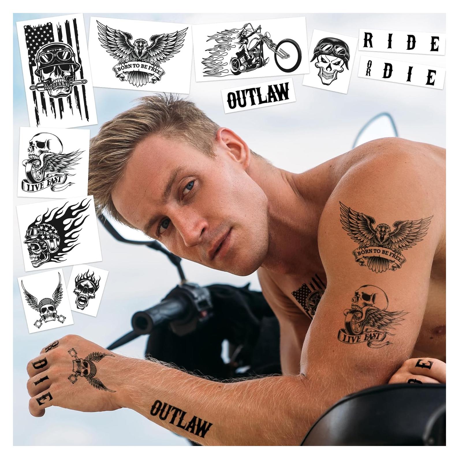 Kit de Tatuajes Temporales Motociclista Halloween - 11 Diseños