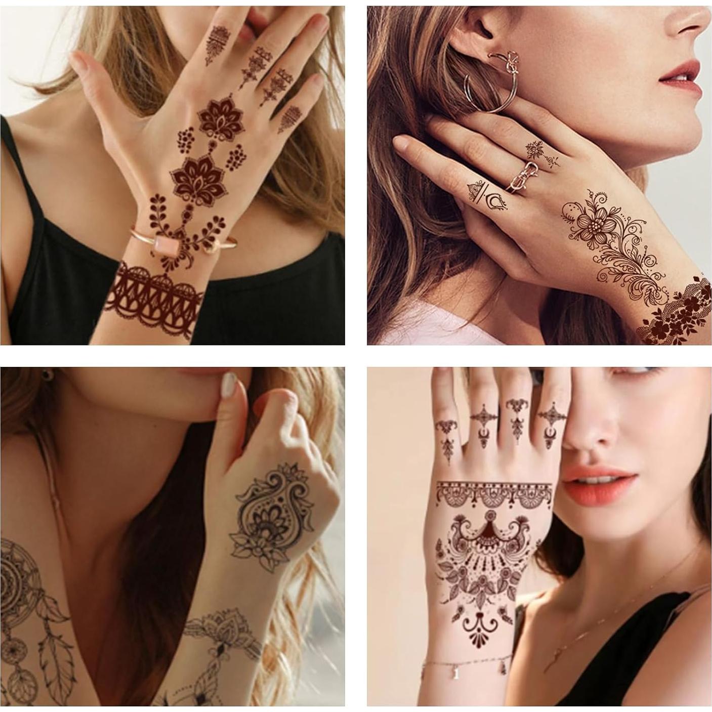 Kit de Tatuaje de Henna Marrón 20 Hojas Stickers Temporales