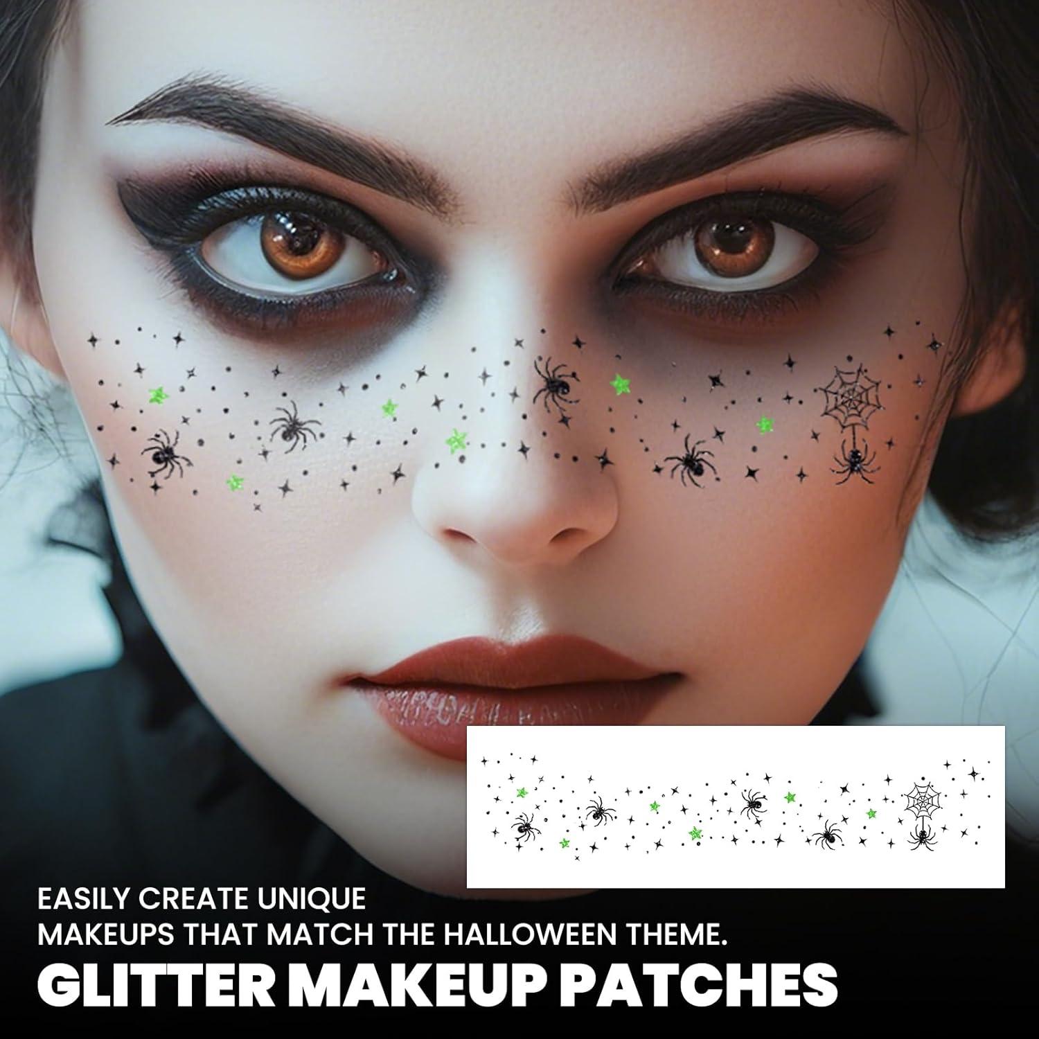 Tatuajes Faciales de Halloween EMOME - 8 Piezas Brillantes