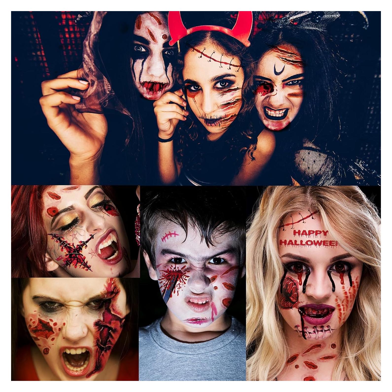 Kit 30 Hojas Tatuajes Temporales Cicatrices Halloween XIYOKA