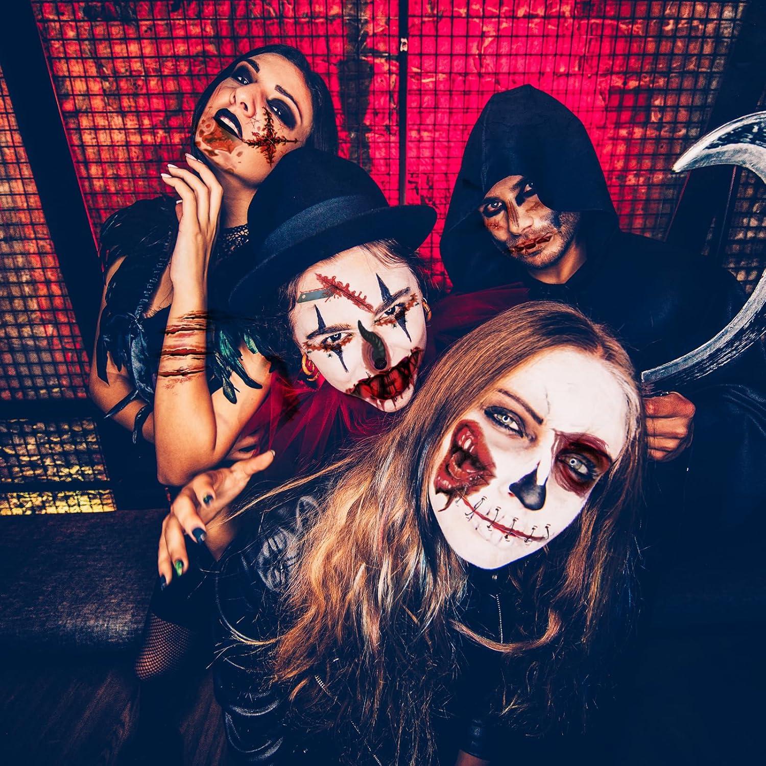 Kit 30 Hojas Tatuajes Temporales Cicatrices Halloween XIYOKA