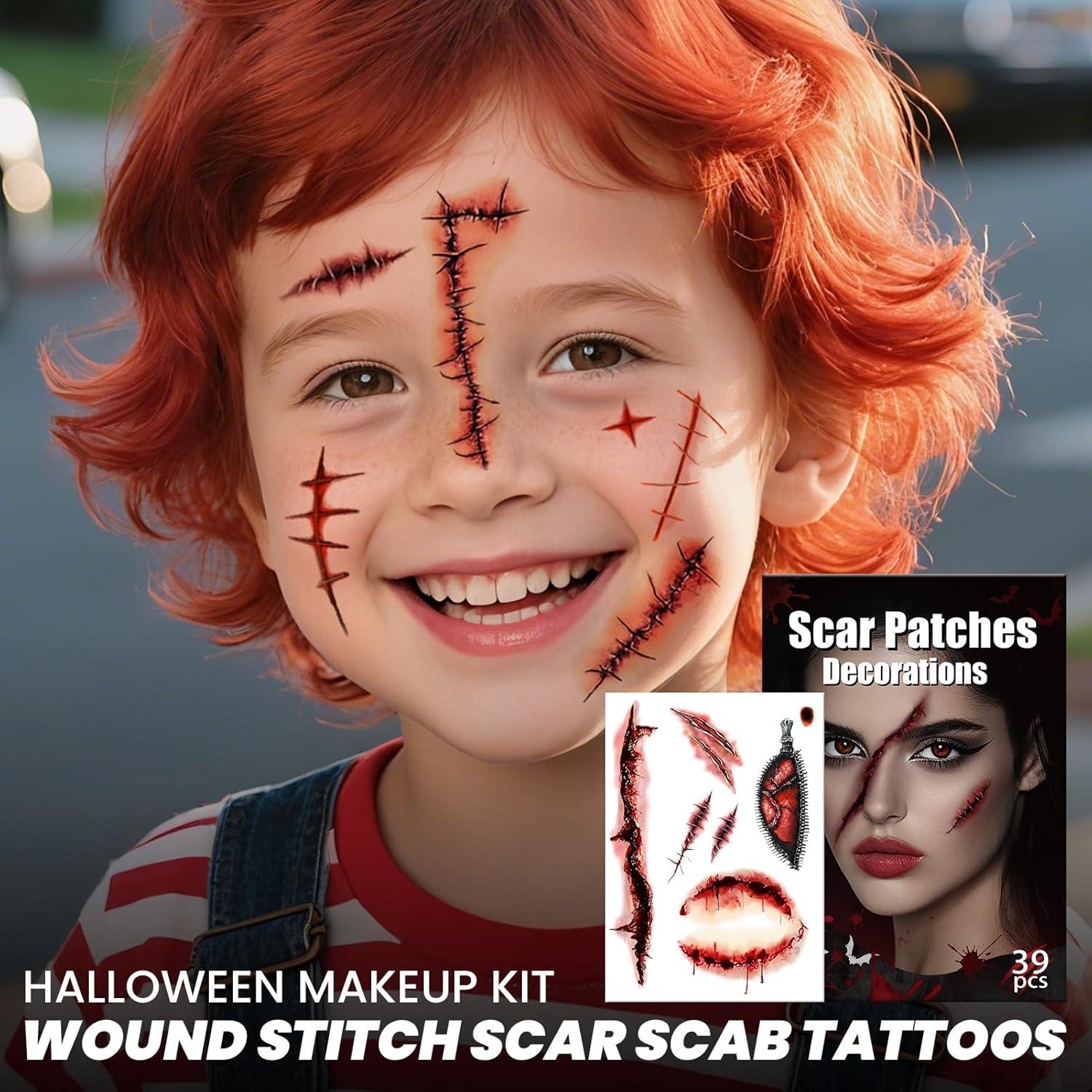 Kit de Maquillaje de Halloween Cerlaza - Tatuajes de Cicatrices
