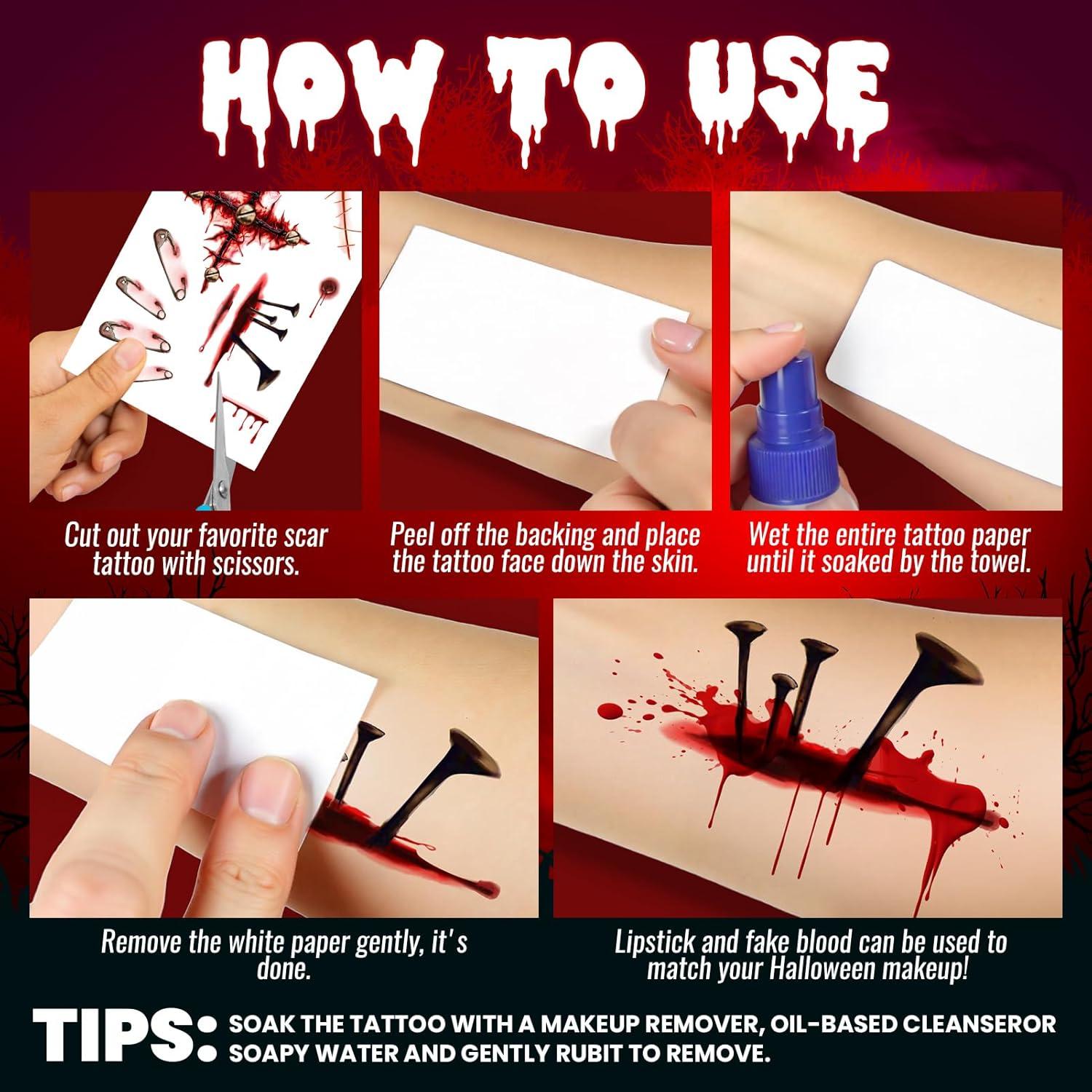 Kit de Maquillaje de Halloween Cerlaza - Tatuajes de Cicatrices