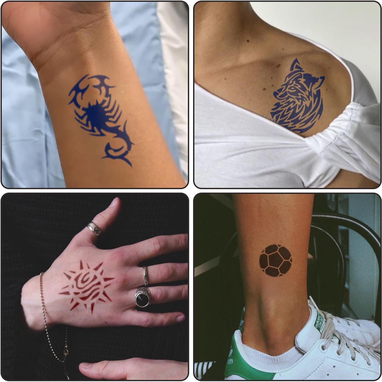 Kit de Tatuajes Temporales FTVLTAT - 12 Colores y 107 Plantillas