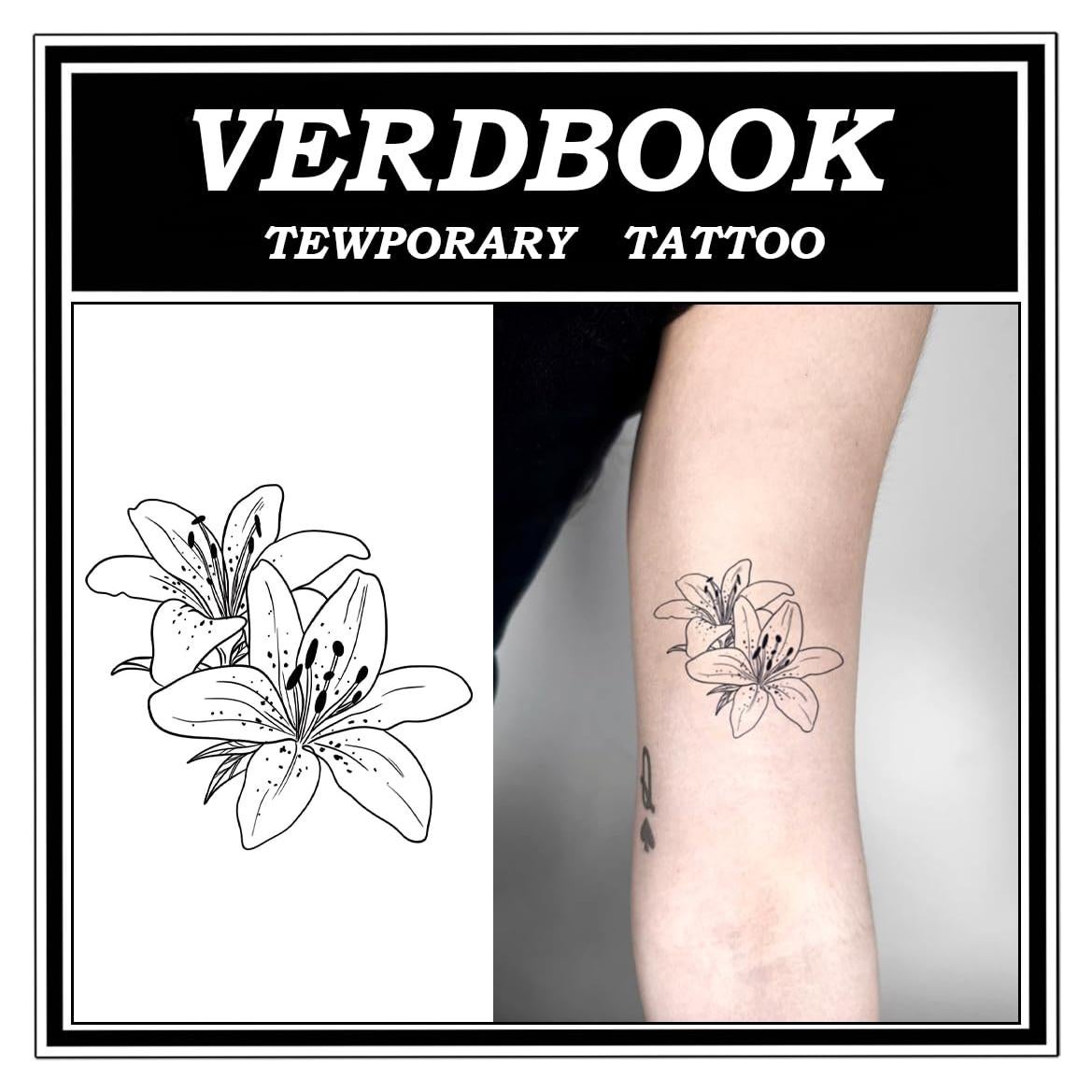 Tatuajes Temporales Impermeables VERDBOOK Lirio Manchado - 2 Hojas