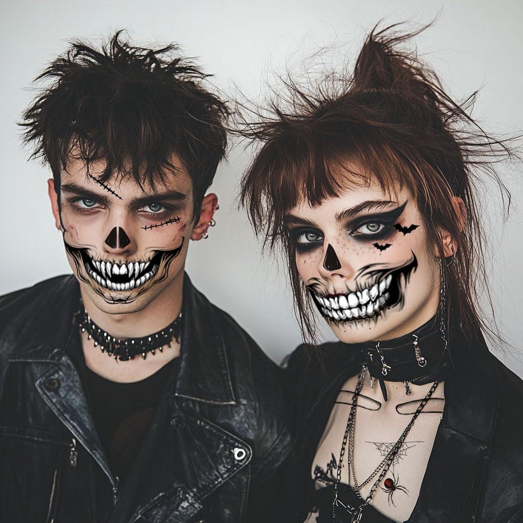 8 Tatuajes Temporales de Esqueleto Halloween Yitla - A-8