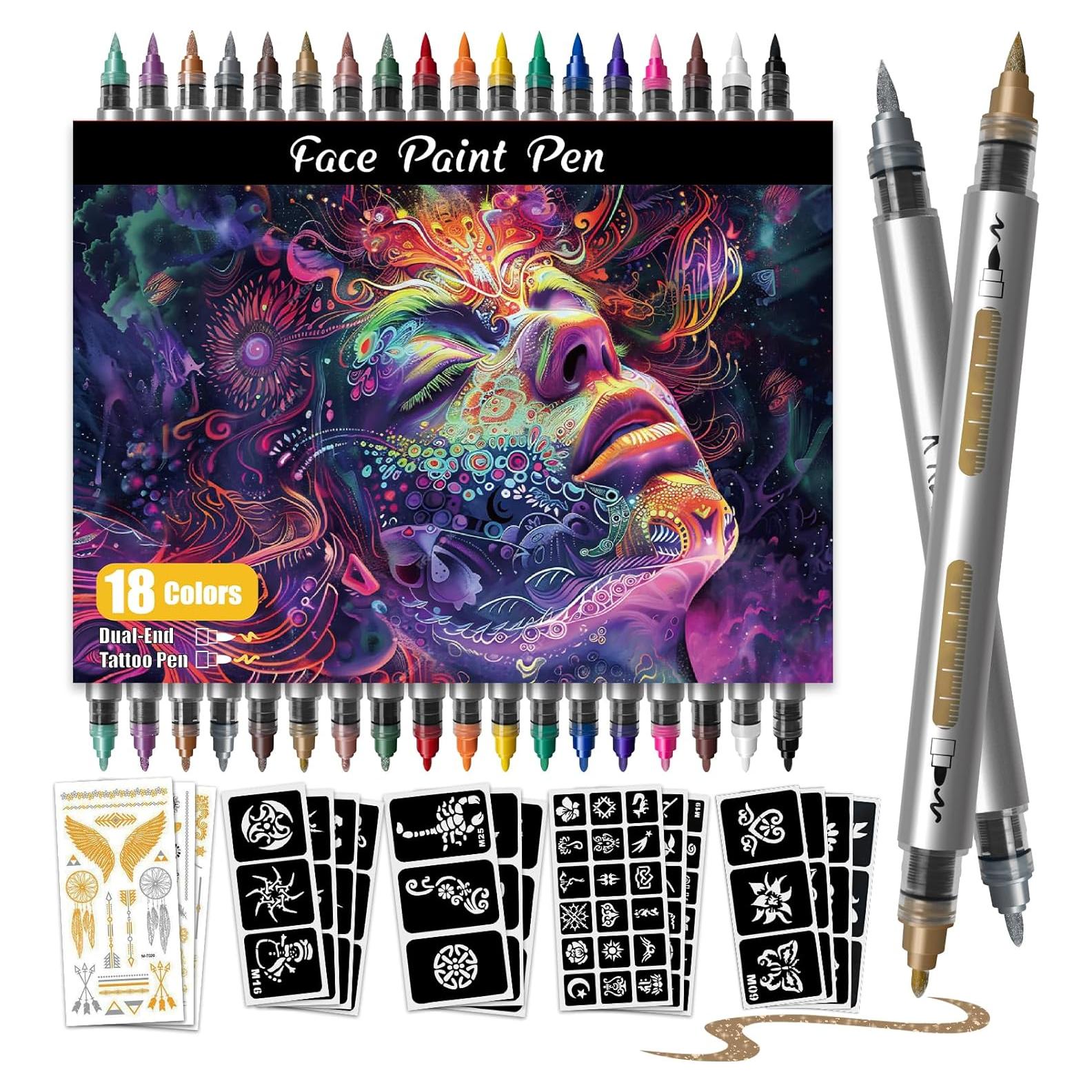 Kit de Tatuaje Temporal K KERNOWO - 18 Marcadores Resistentes al Agua