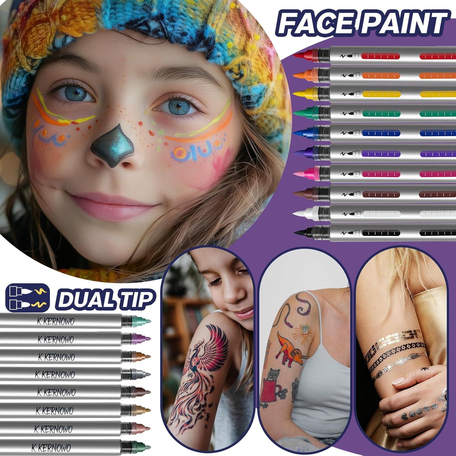 Kit de Tatuaje Temporal K KERNOWO - 18 Marcadores Resistentes al Agua