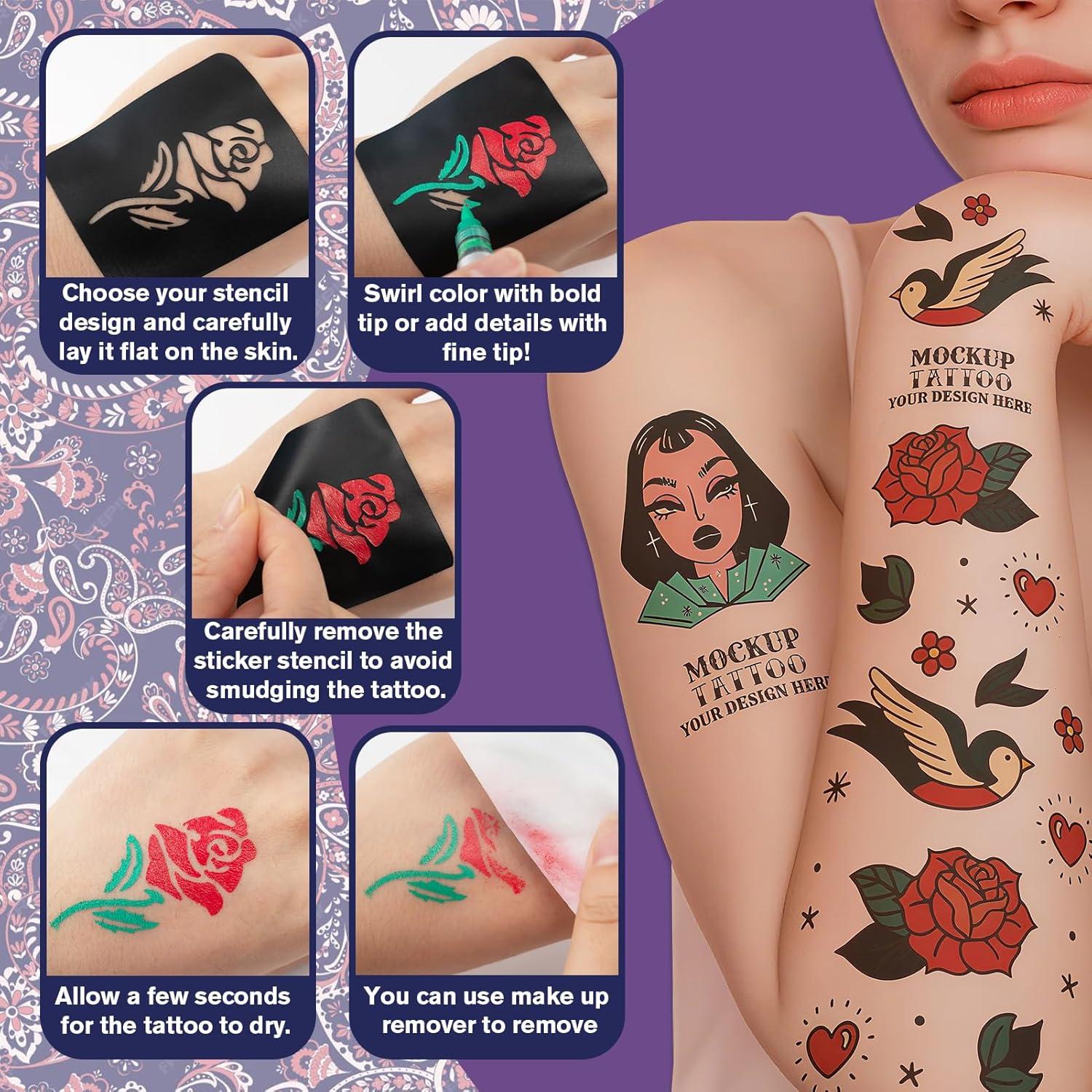 Kit de Tatuaje Temporal K KERNOWO - 18 Marcadores Resistentes al Agua