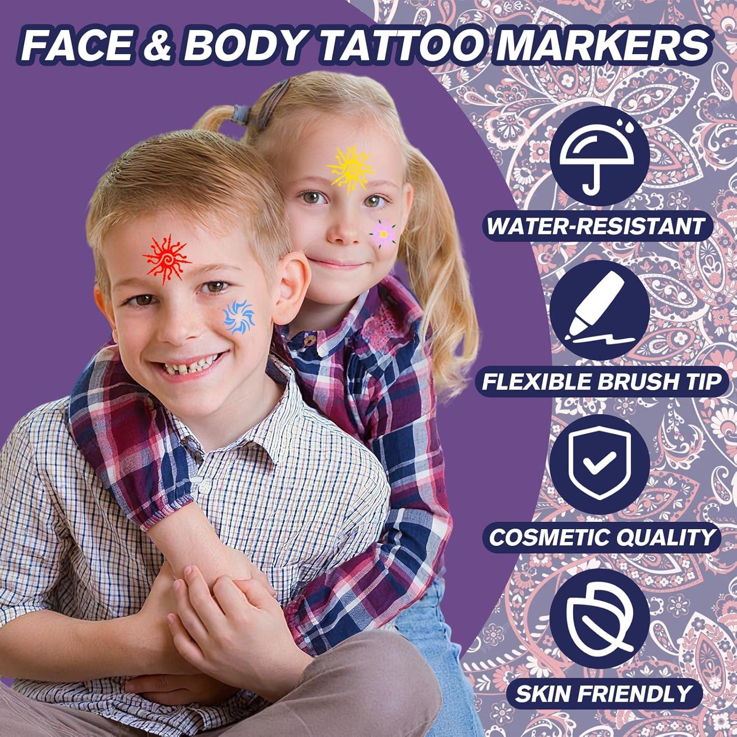 Kit de Tatuaje Temporal K KERNOWO - 18 Marcadores Resistentes al Agua