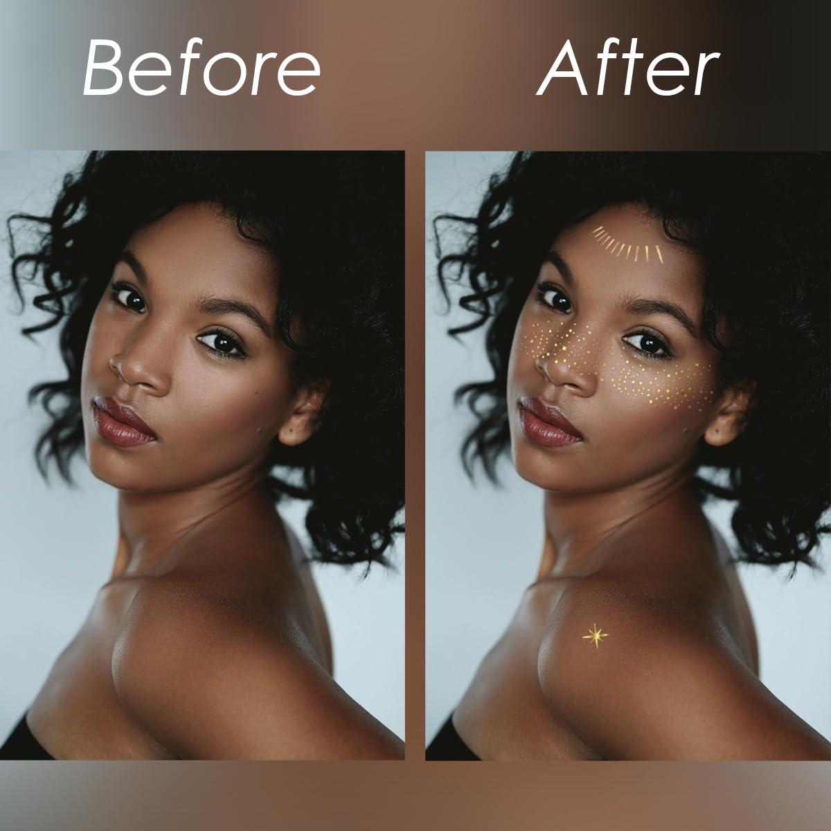 Pecas Brillantes Temporales Cardiyar - 24 Parches Dorados Impermeables