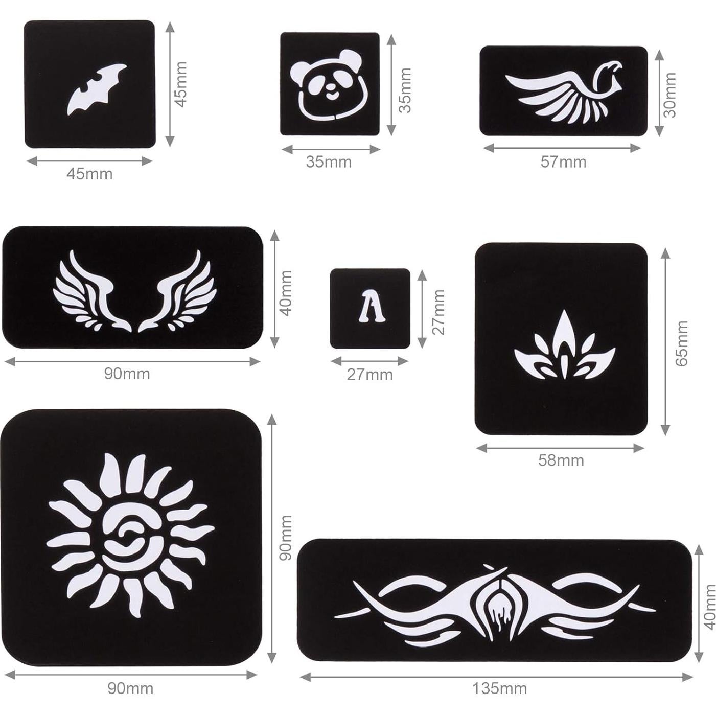 Plantillas de Tatuajes Temporales Kesoto 304pcs 15 Hojas