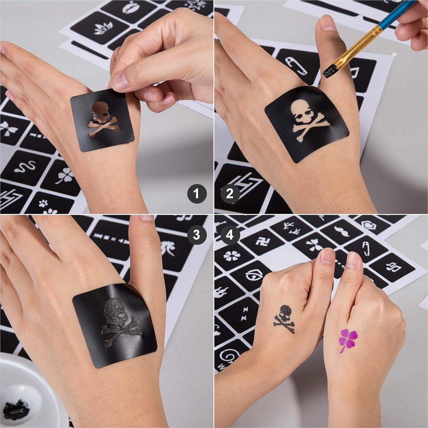 Plantillas de Tatuajes Temporales Kesoto 304pcs 15 Hojas