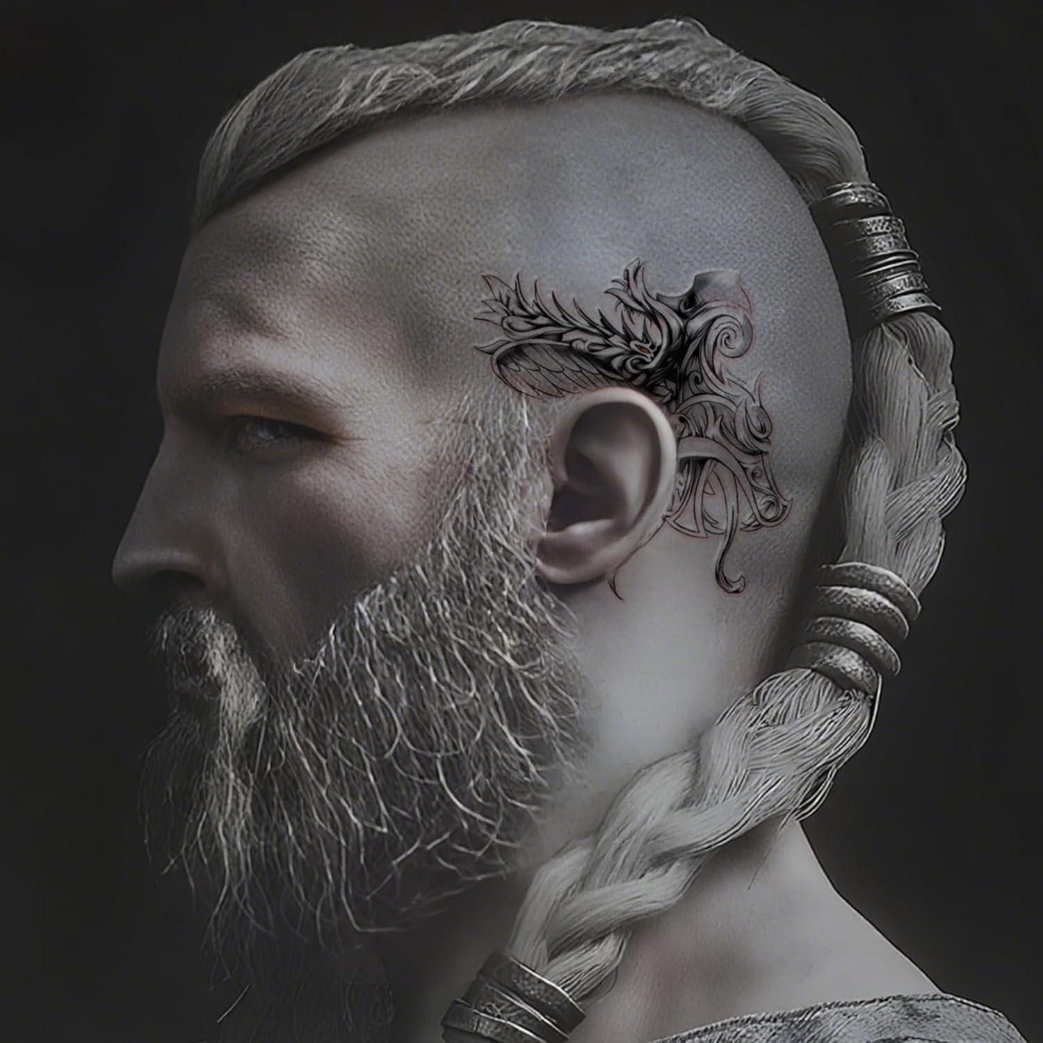 10 Hojas Tatuajes Temporales Vikingos VERKSTAD Impermeables