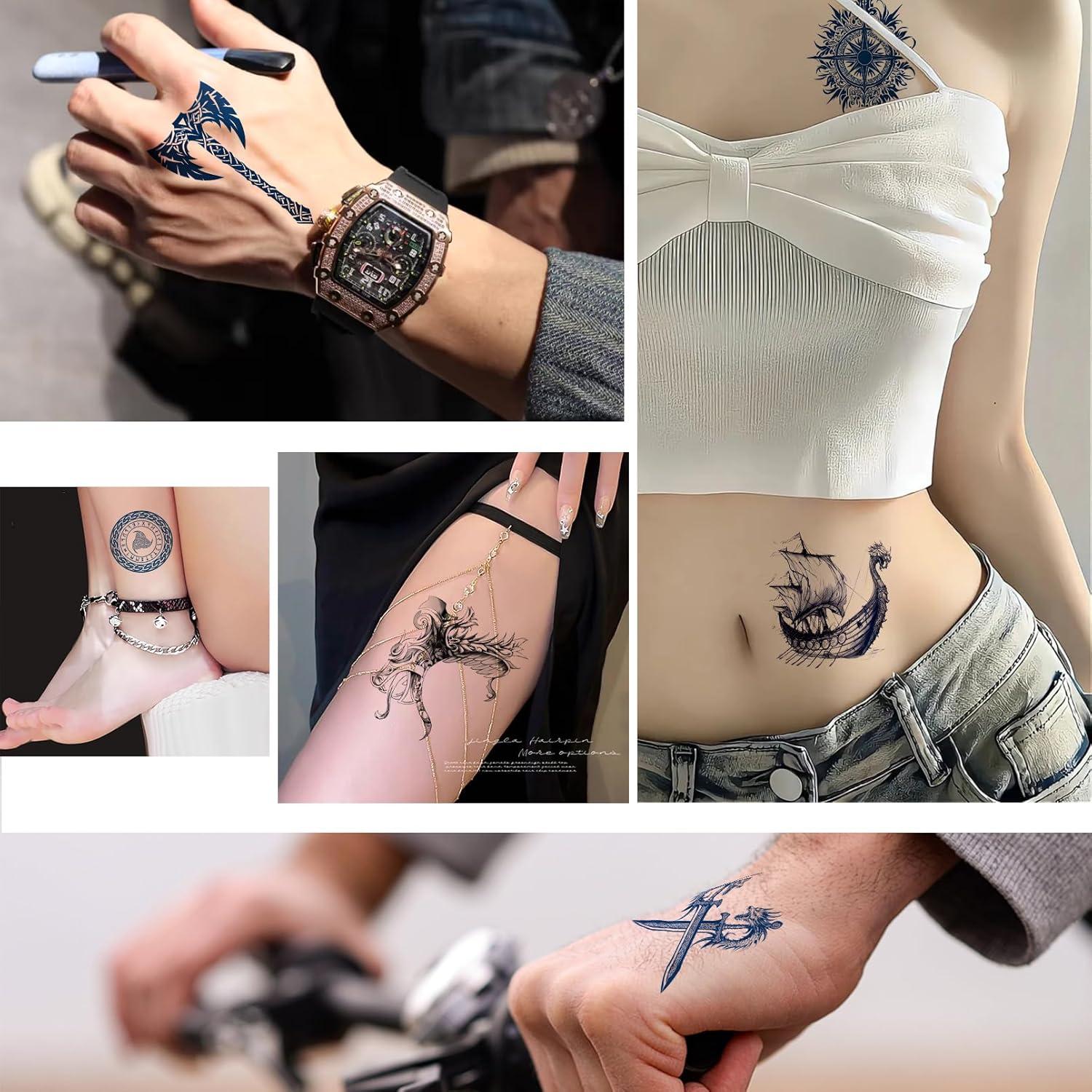 10 Hojas Tatuajes Temporales Vikingos VERKSTAD Impermeables