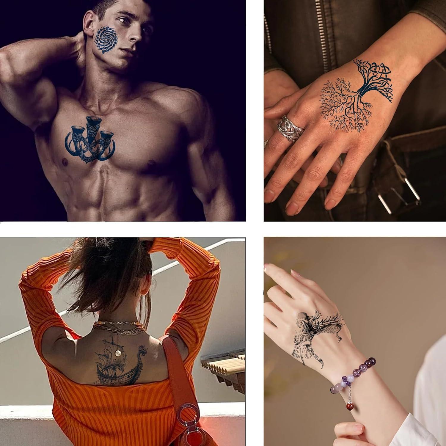 10 Hojas Tatuajes Temporales Vikingos VERKSTAD Impermeables