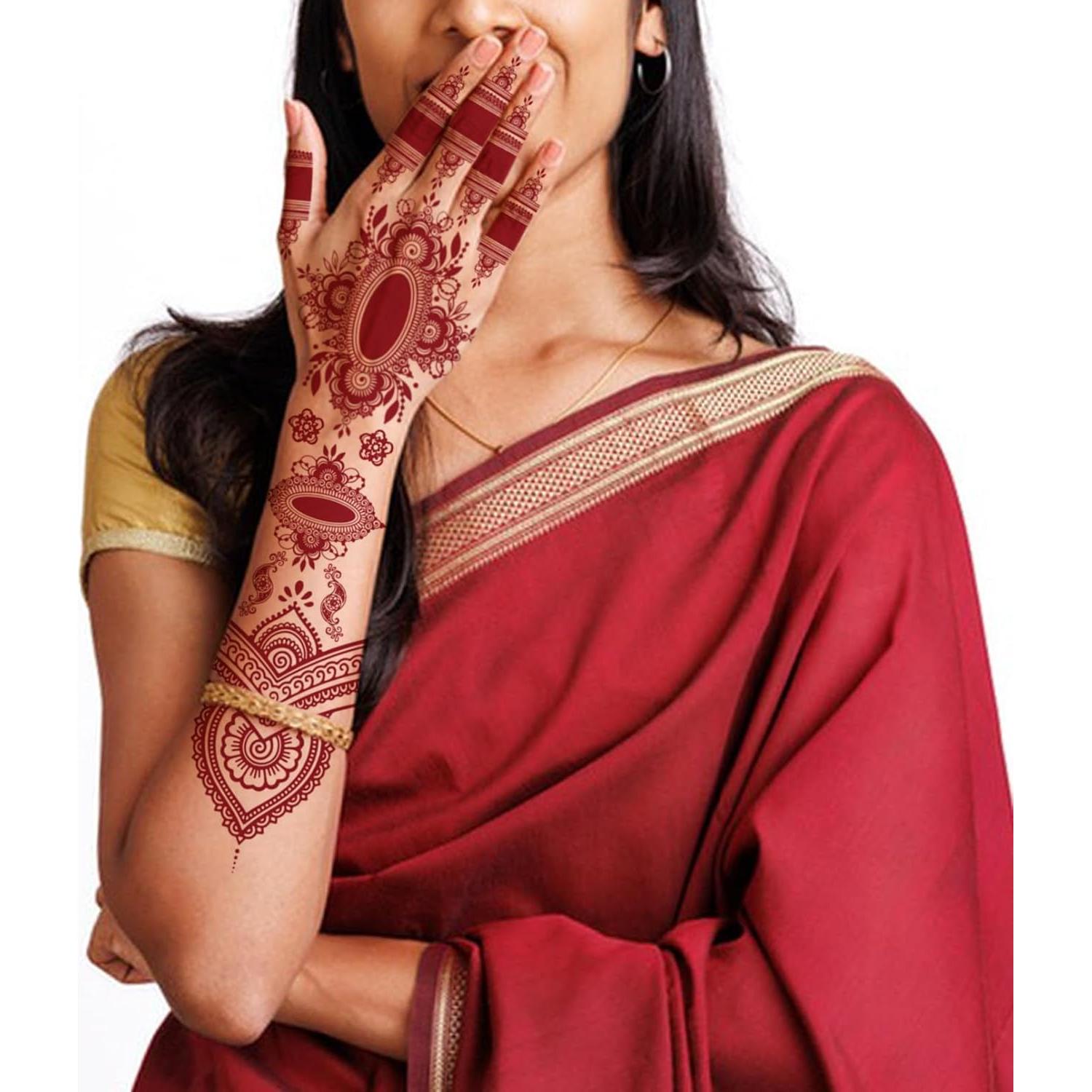 Kit de Tatuajes Temporales de Henna Marrón 9 Hojas ZiYin