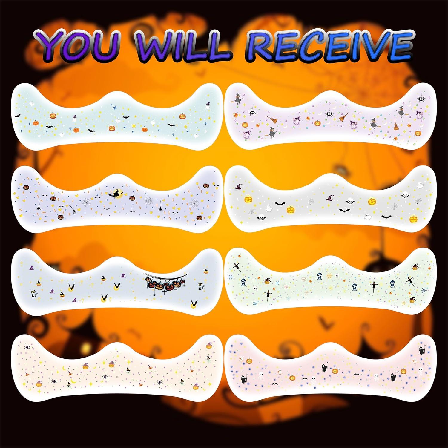 8 Tatuajes Faciales Brillantes Halloween LADDYFOX - Impermeables