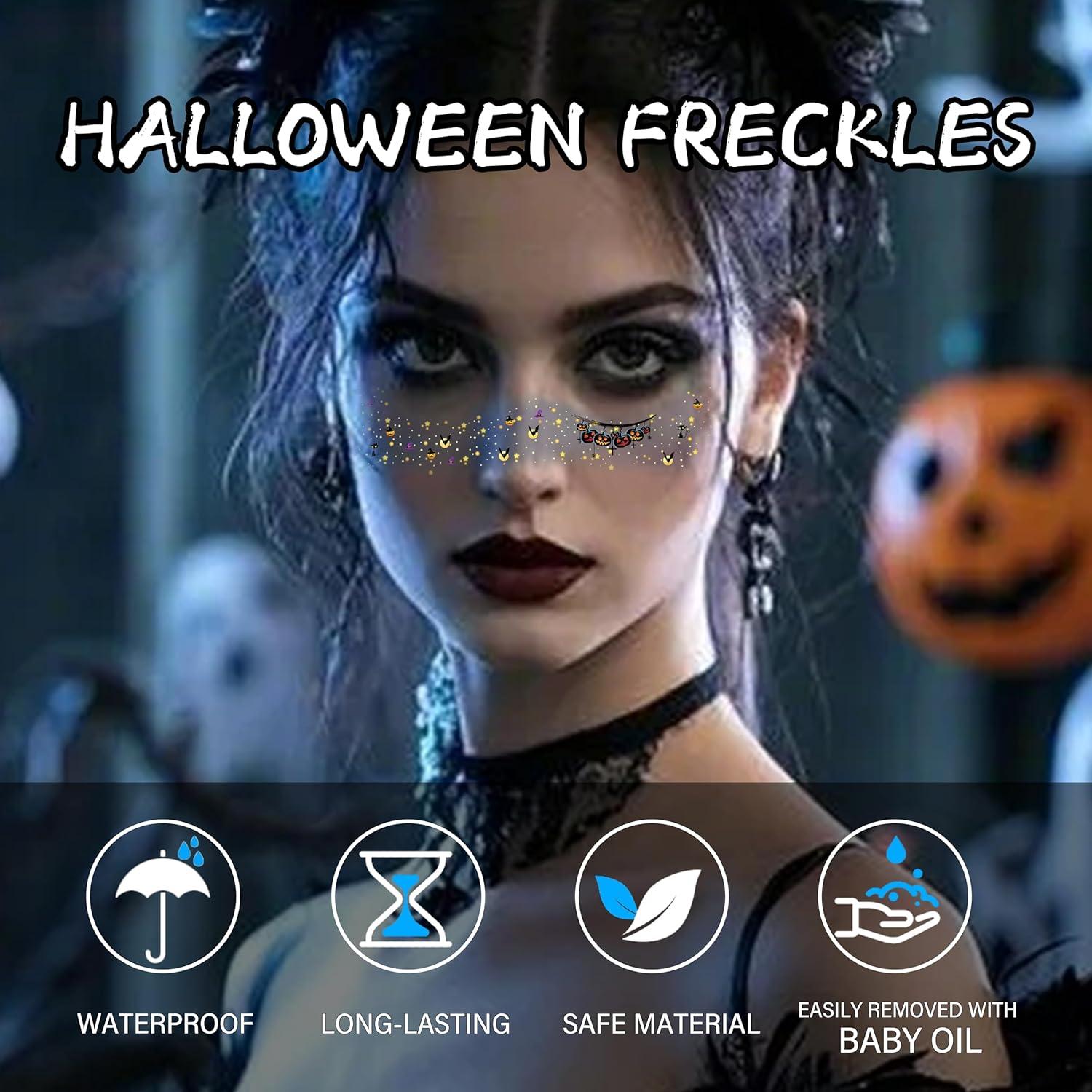 8 Tatuajes Faciales Brillantes Halloween LADDYFOX - Impermeables